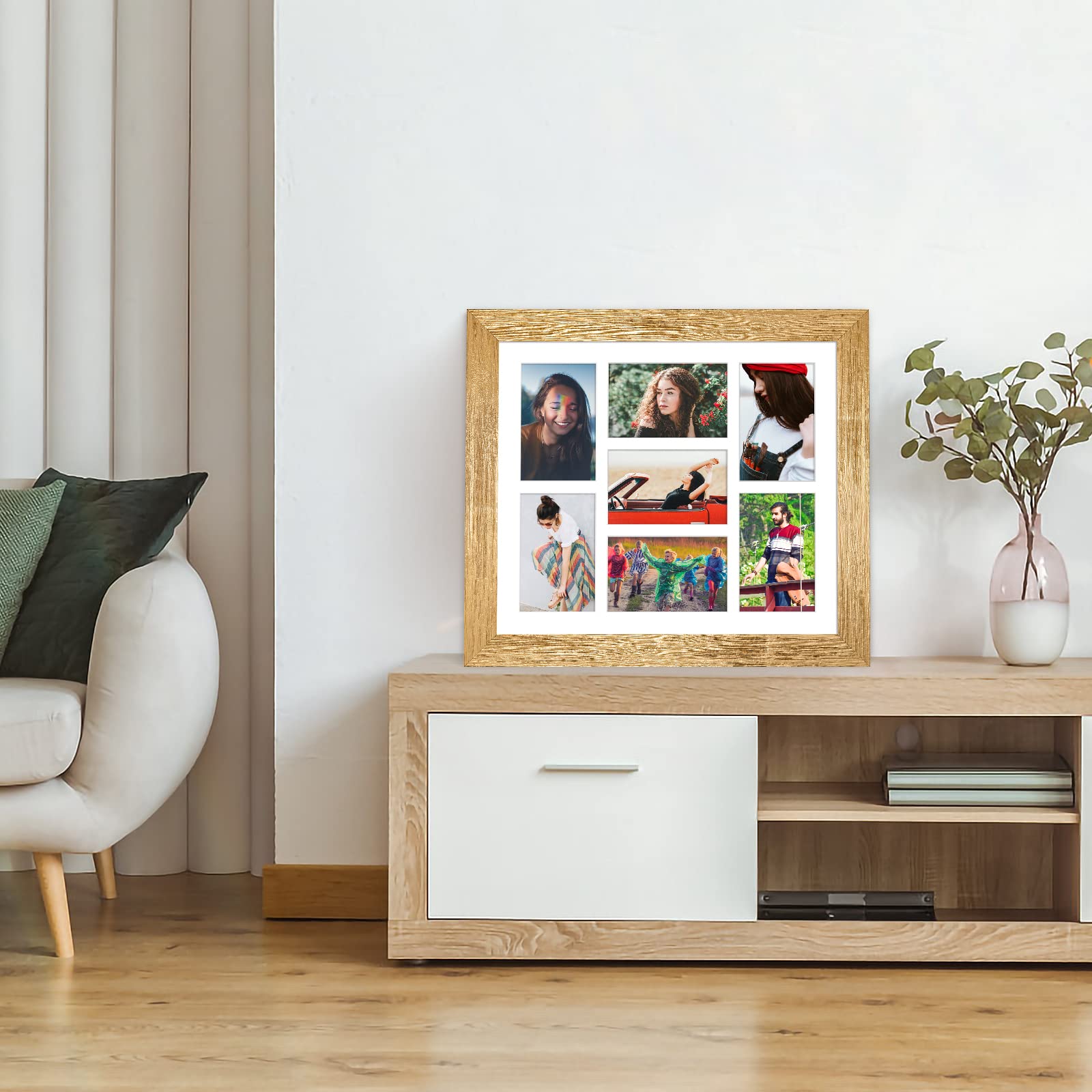 Gaevuian 13.5x15.5 Picture Frame Display 7 opening 4X6 Picture Frame Collage,Multi Photo Frame with Mat,Plexiglass,Wall or Table