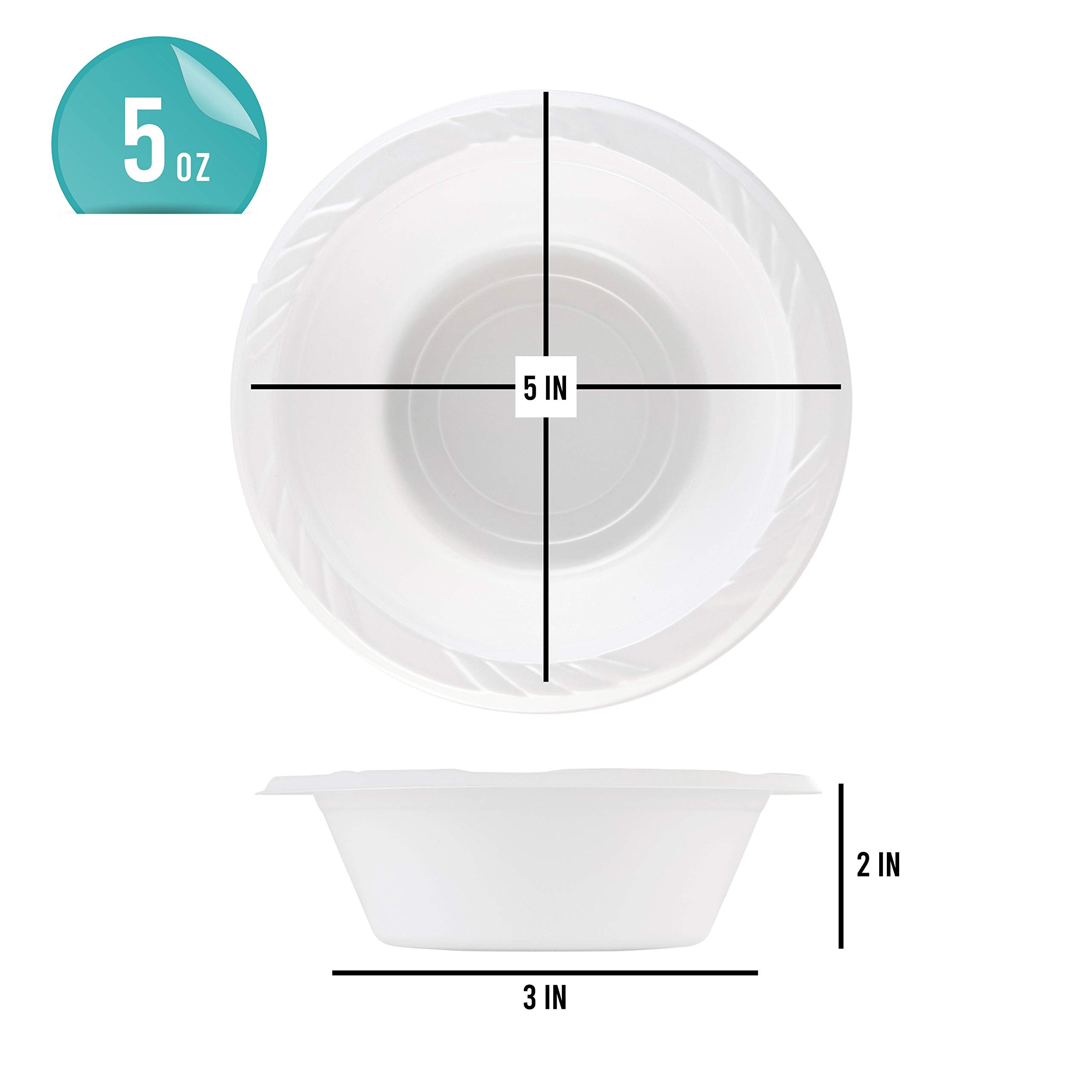 Plasticpro 100 Count Disposable 5 Ounce White Plastic Dessert Bowls