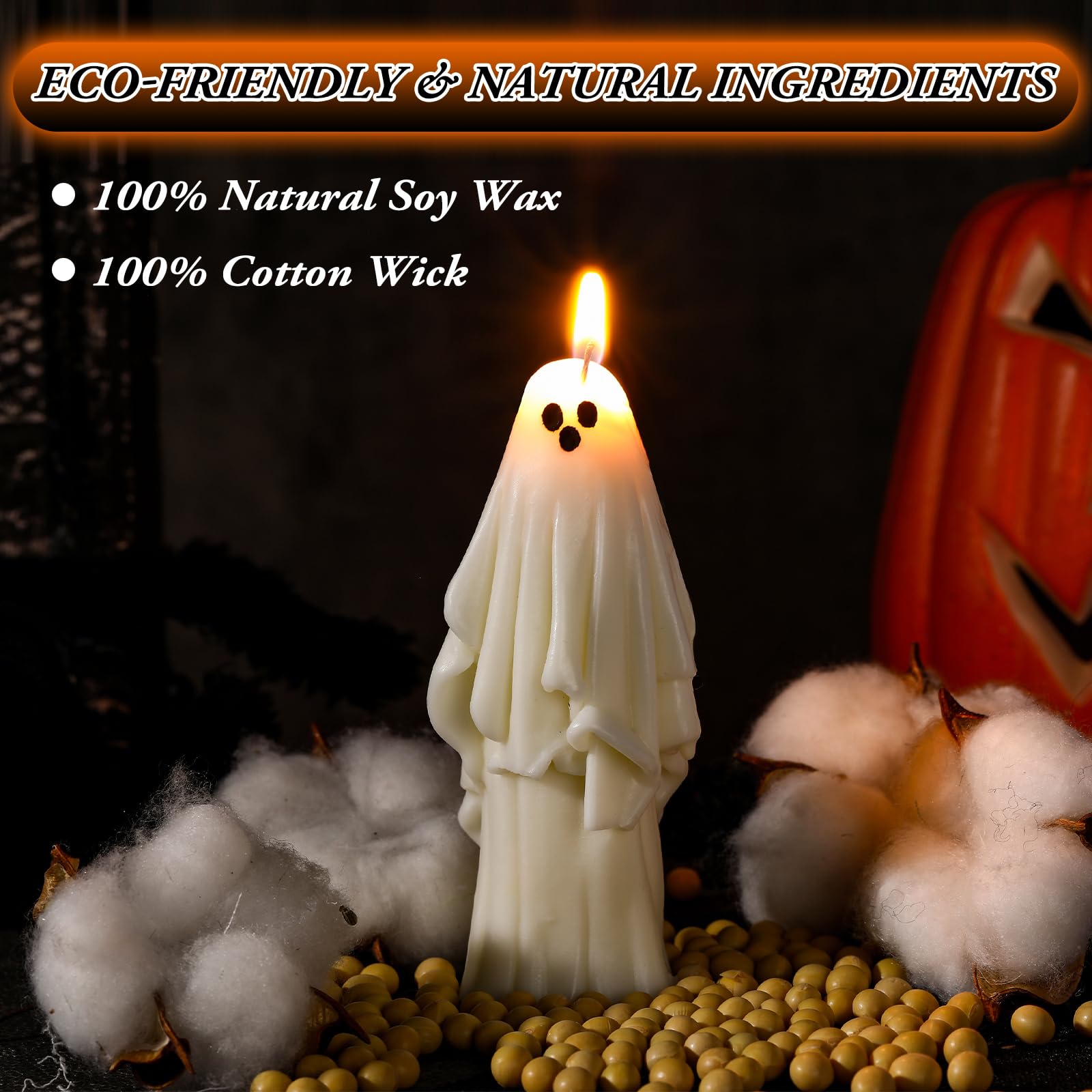 Nuanchu 3 Pcs Halloween Ghost Decor Ghost Candles Gothic Decoration Indoor Gift for Mantel Halloween Table Centerpiece Cute Goth