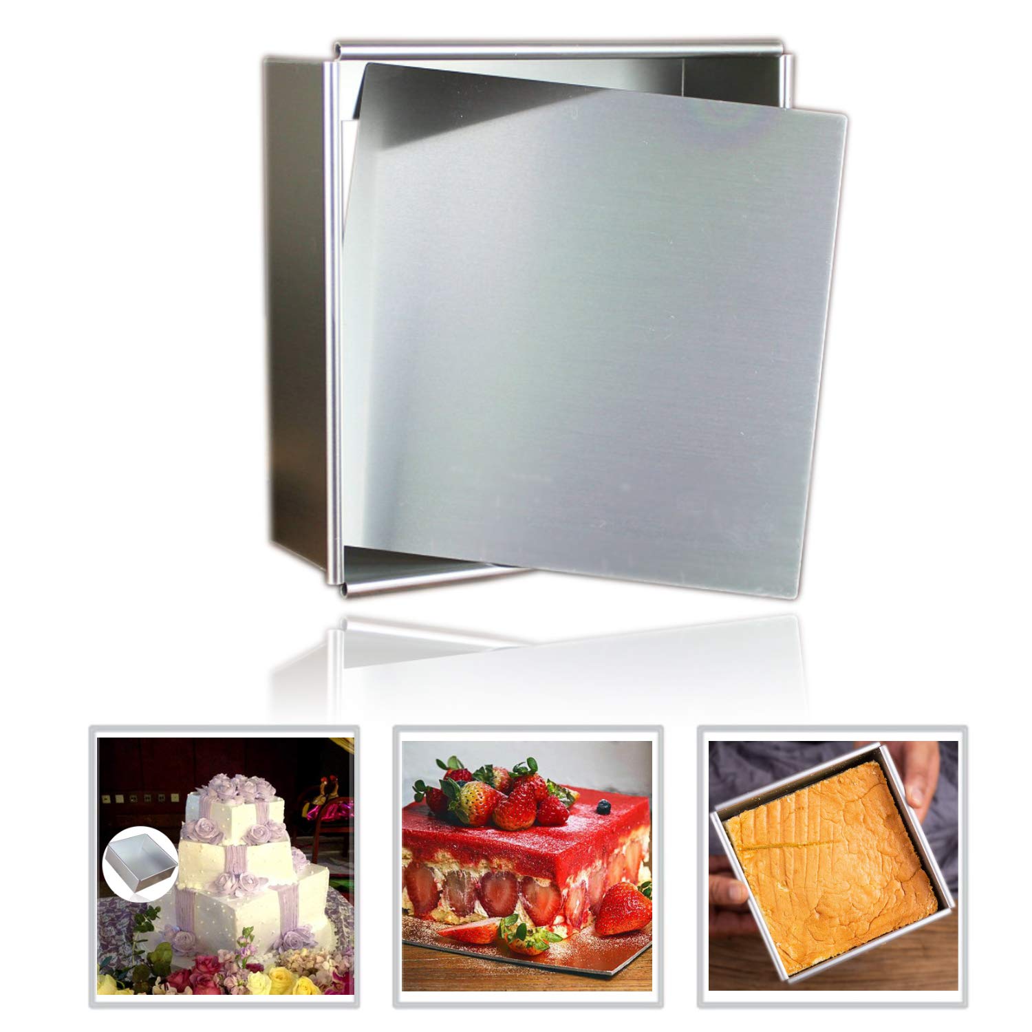 RedNi Anodized Aluminum Square Cheesecake Pan Chiffon Cake Mold Baking Mould with Removable Bottom 7 Inch x 7 inch x 3 inch