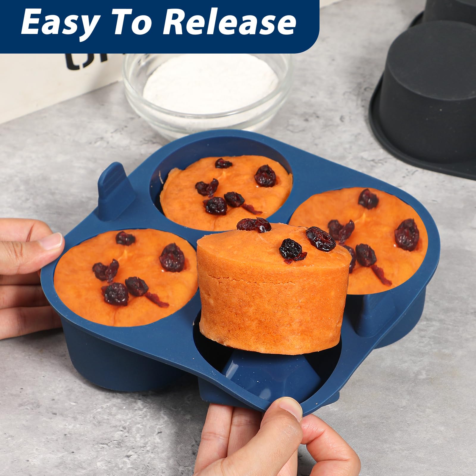 Webake 2Pcs Jumbo Silicone Air Fryer Muffin Pan For Baking 4 Cavity Air Fryer Silicone Cupcake Pans Non Stick Food Grade And Bpa