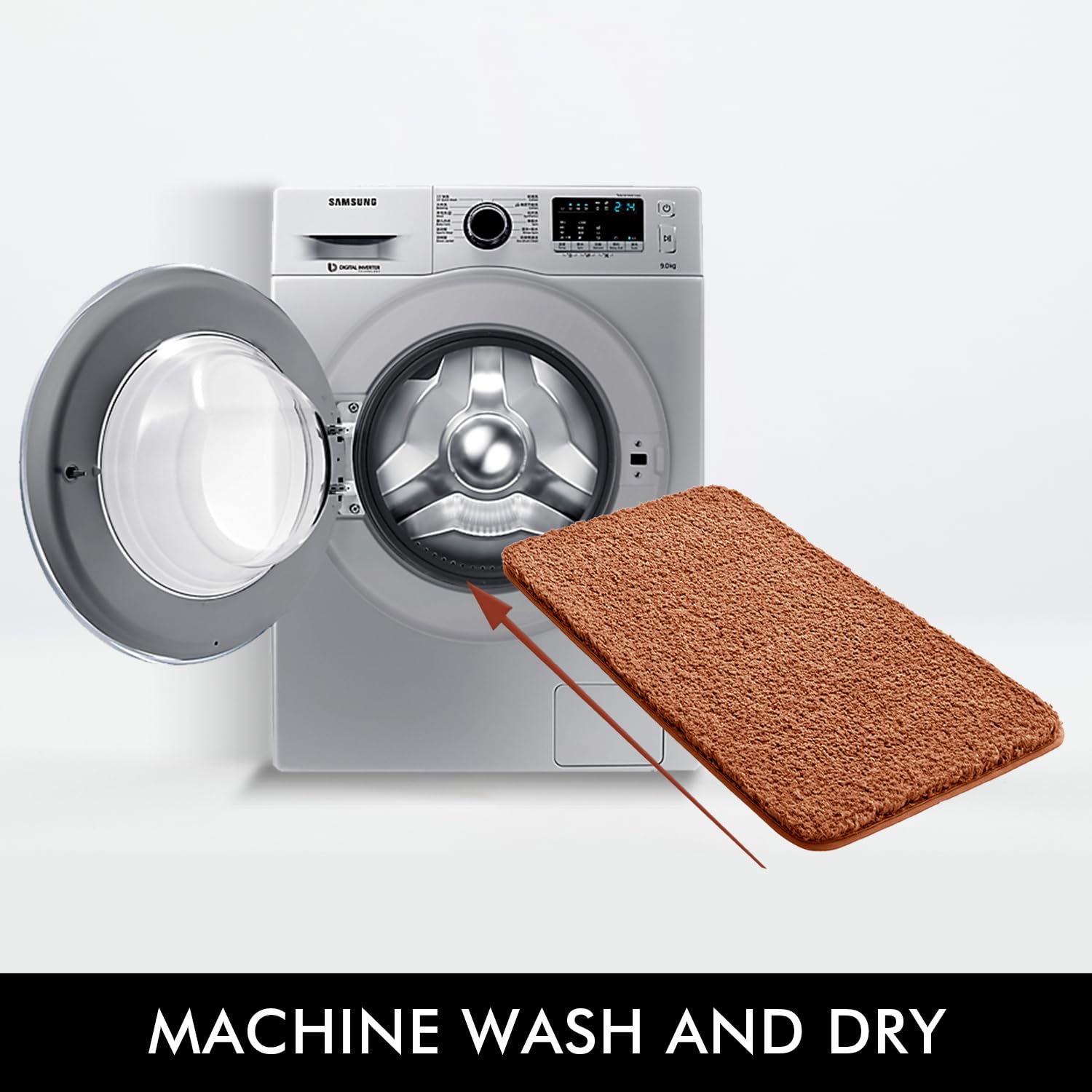 Miulee Fall Burnt Orange Set Of 2 Non Slip Shaggy Bathroom Rugs Extra Thick Soft Bath Mats Plush Microfiber Absorbent Water For