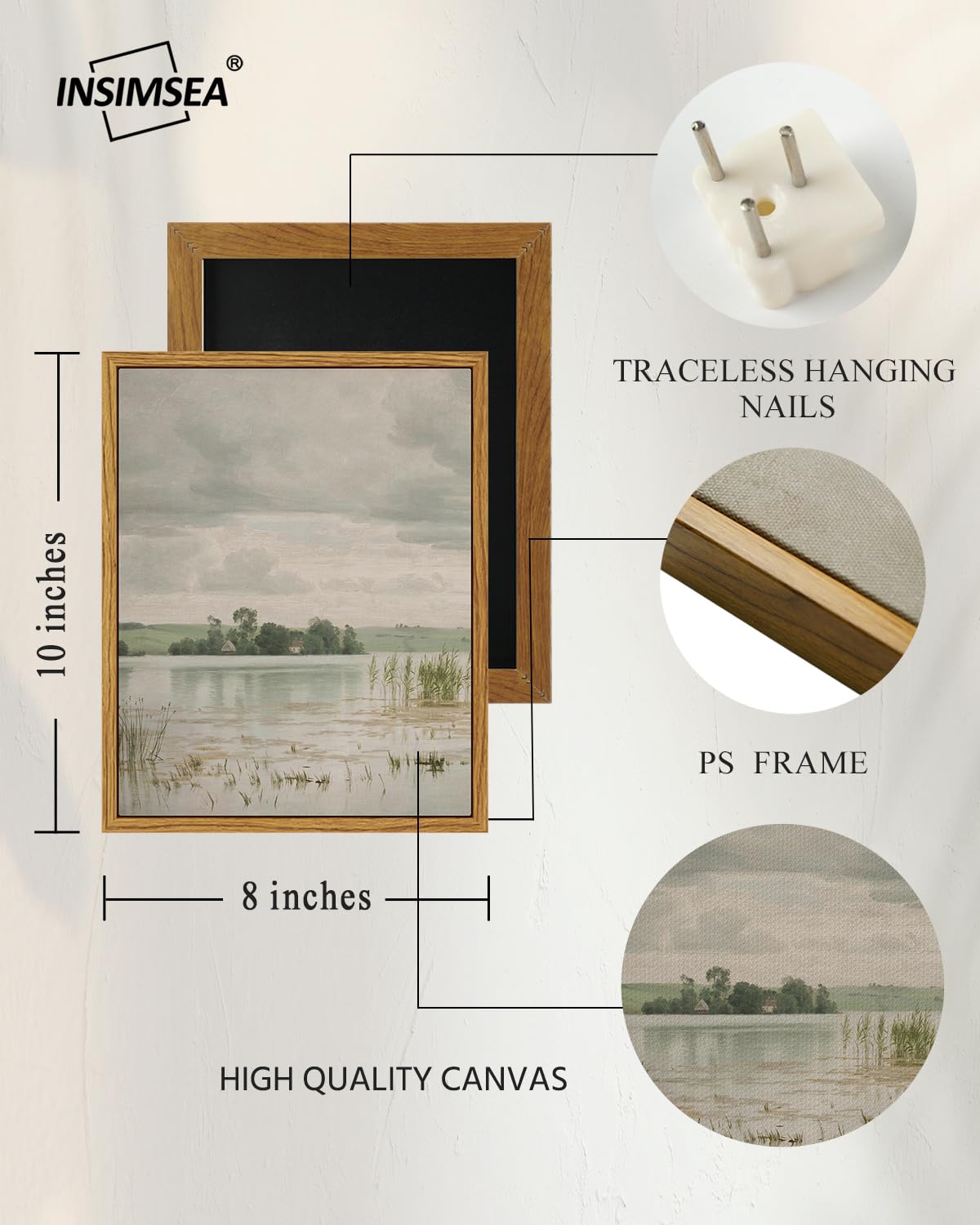 InSimSea Framed Canvas Prints Wall Art Home Decor Classical Danish Landscape Painting by Vilhelm Groth Rustic Wall Decor for Bedroom Bathroom  Farmhouse Decor 8x10in