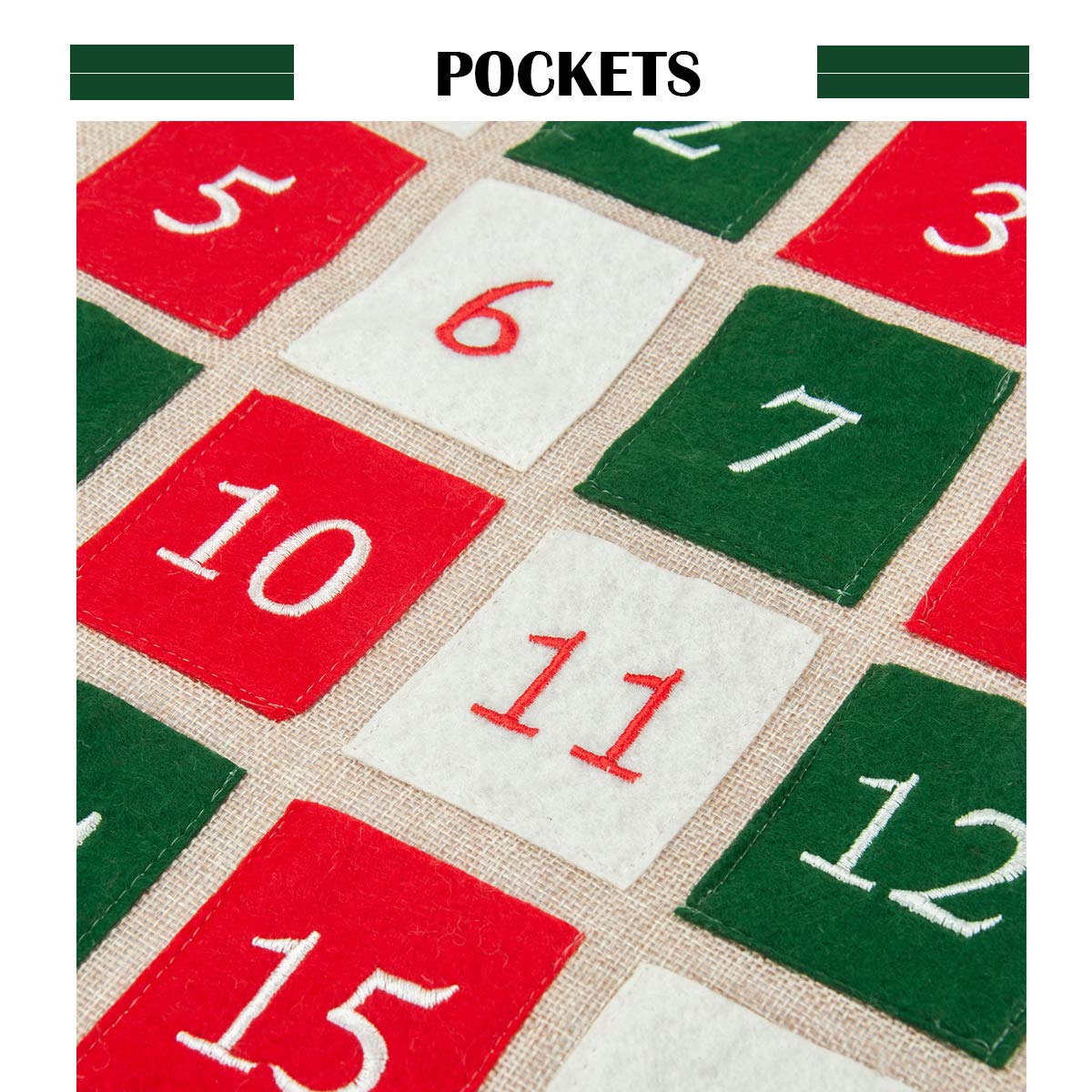 GMOEGEFT Burlap Advent Calendar 2024 Countdown to Christmas with Truck Applique Hanging Xmas Home Wall Fabric Decoration