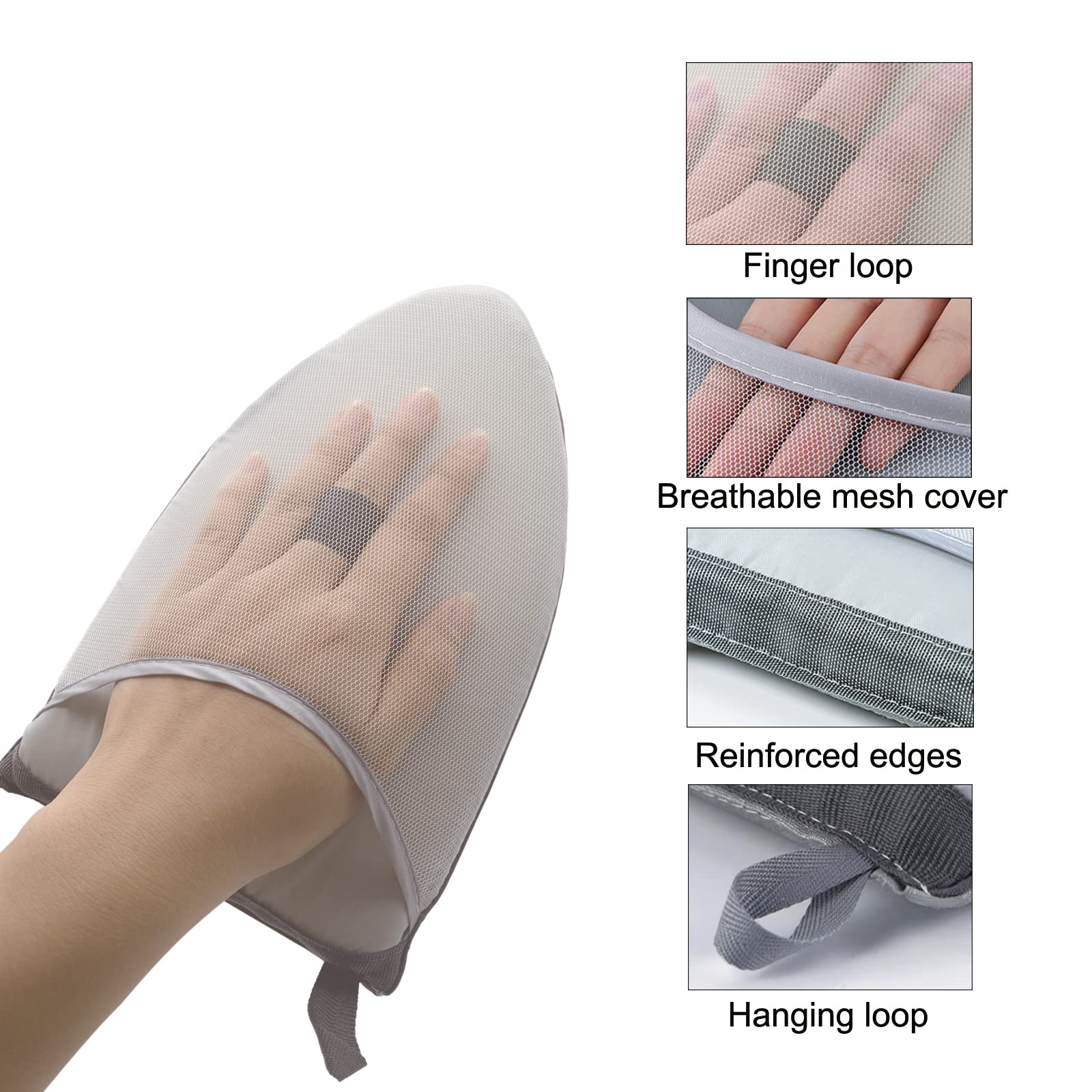 Garment Steamer Ironing Glove Mitt with Finger Loop for Clothes Steaming Mitt Anti Steam Mini Handheld Ironing Pad Board Heat Resistant Steamer Hand Protector with hanging loop for Steaming Clothes