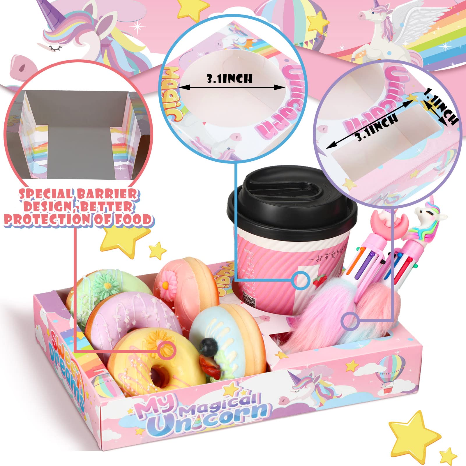 Marsui 20 Pcs Unicorn Popcorn Boxes Movie Night Snack Trays Unicorn Popcorn Trays Movie Night Snack Trays Hold Popcorn Candy Foo