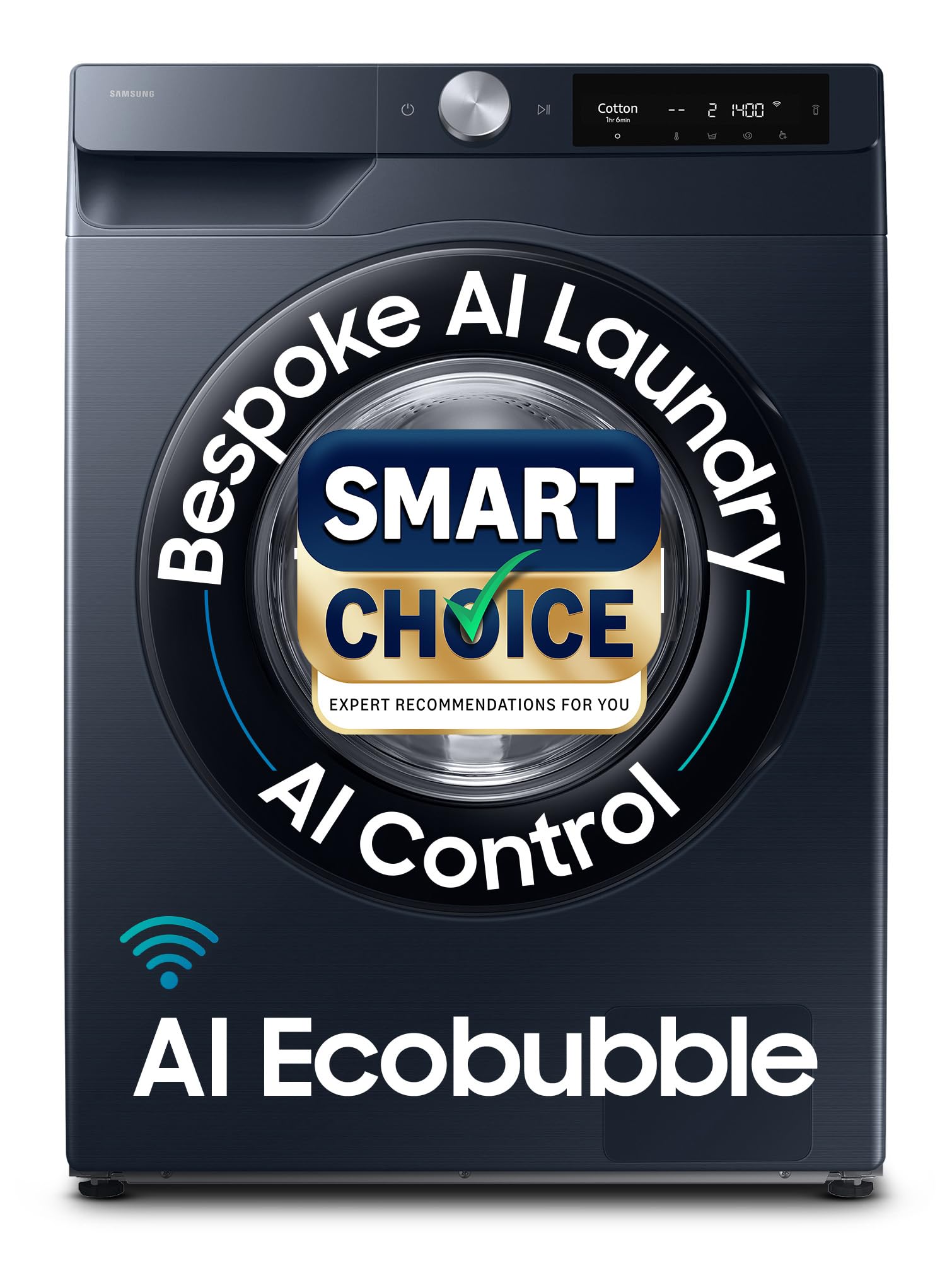 Samsung Smart Choice 9 Kg, 5 Star, Ai Control, Ai Ecobubble, Super Speed, WiFi, Hygiene Steam With Inbuilt Heater, Digital Inve