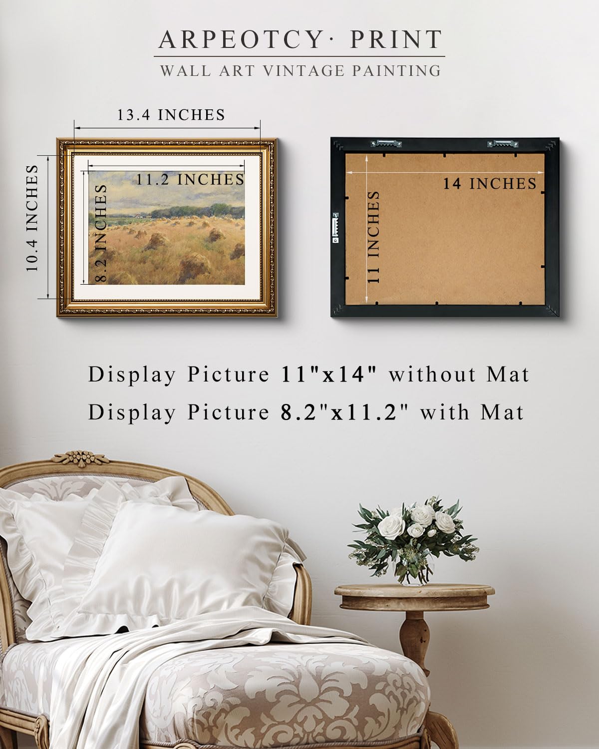 Arpeotcy Vintage Gold Framed Wall Art, 13X16 Inch Nature Scenery Path Retro Paintings, Canvas Prints Artwork With Antique Frame,
