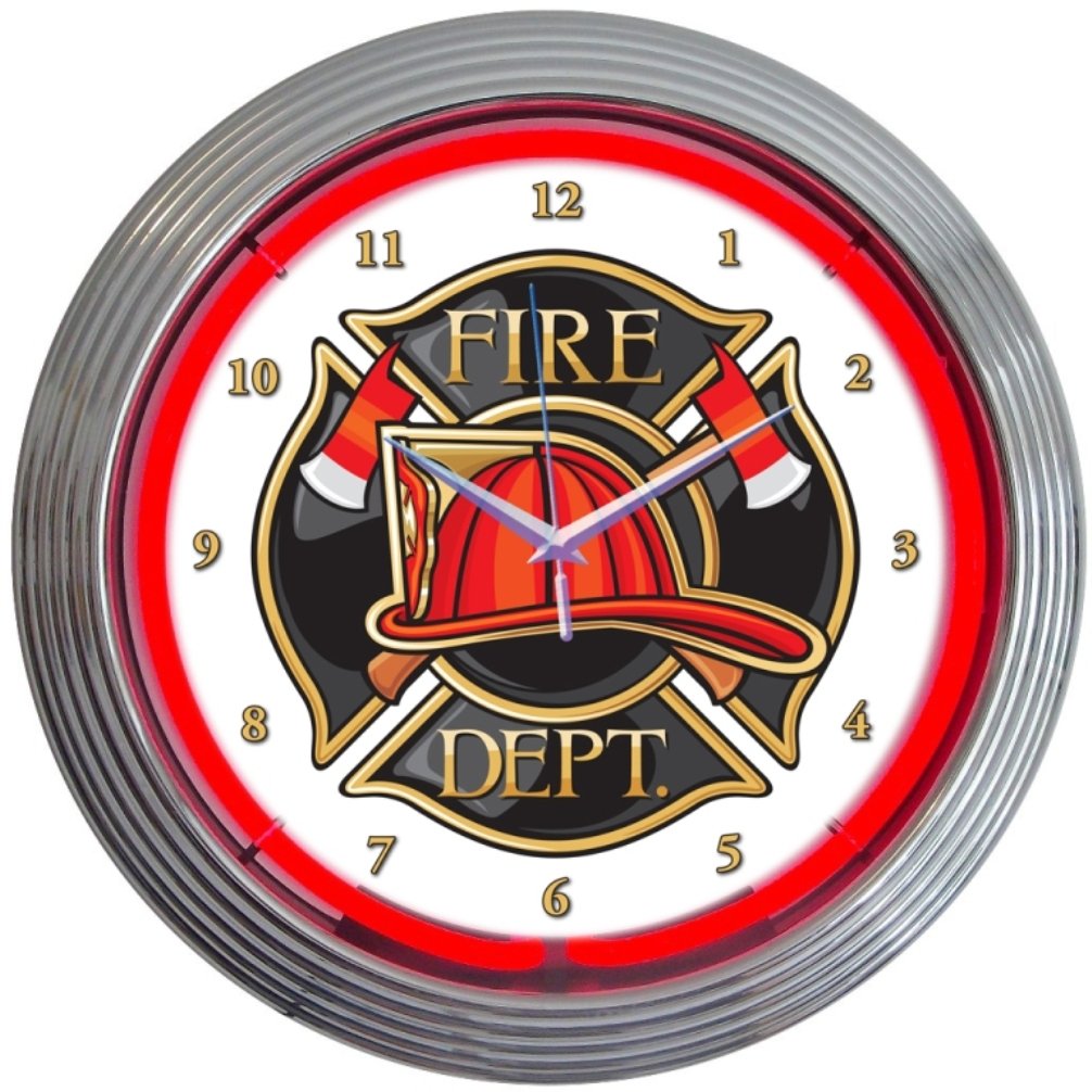 Neonetics Fire Department Neon Wall Clock, 15-Inch