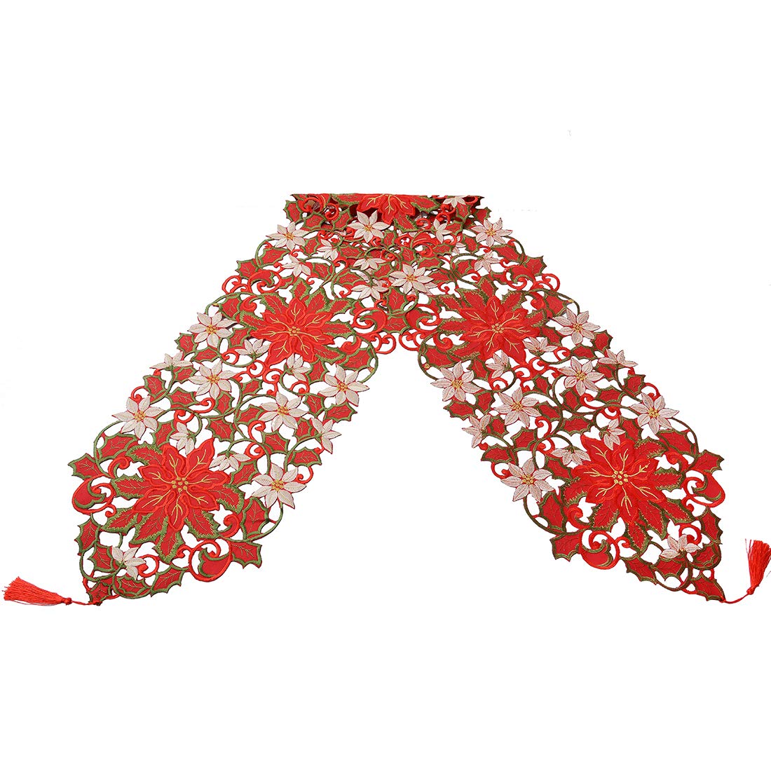 Simhomsen Christmas Holiday Poinsettia Table Runners, Dresser Scarves 13    54 Inch-