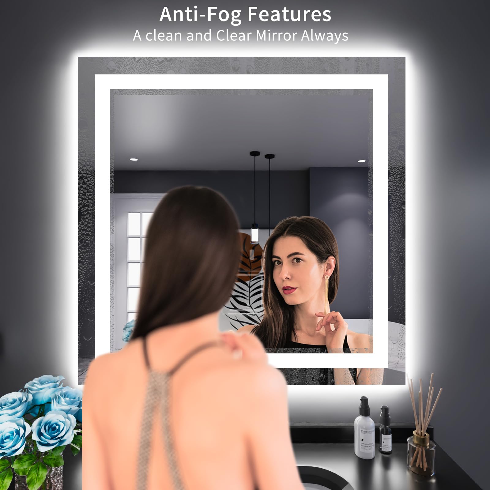 Loaao 38''X38'' Led Bathroom Mirror With Lights, Anti-Fog, Dimmable, Backlit + Front Lit, Lighted Bathroom Vanity Mirror For Wal