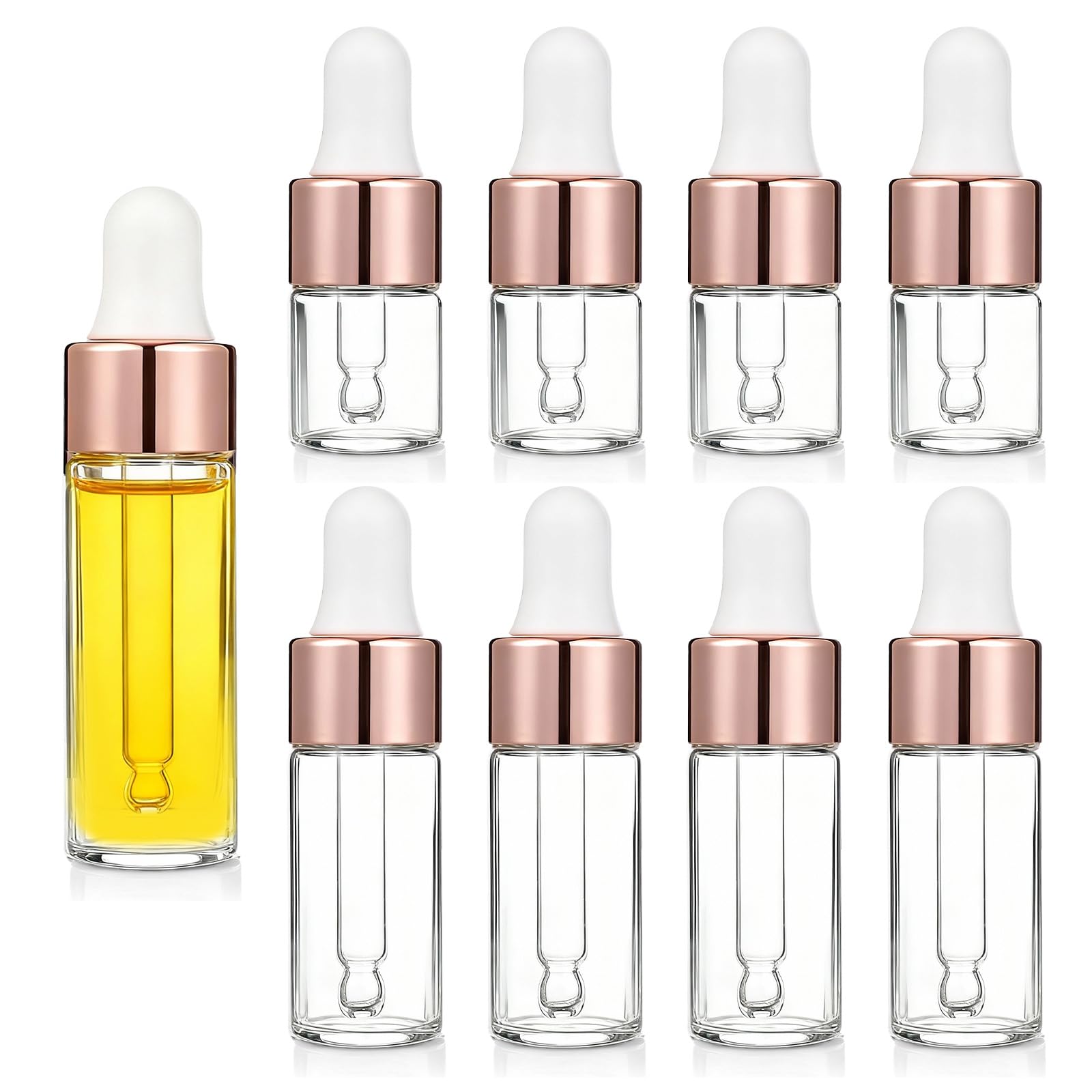 Zyghjort 8 Pack Eye Dropper Bottle Rose for Essential Oils