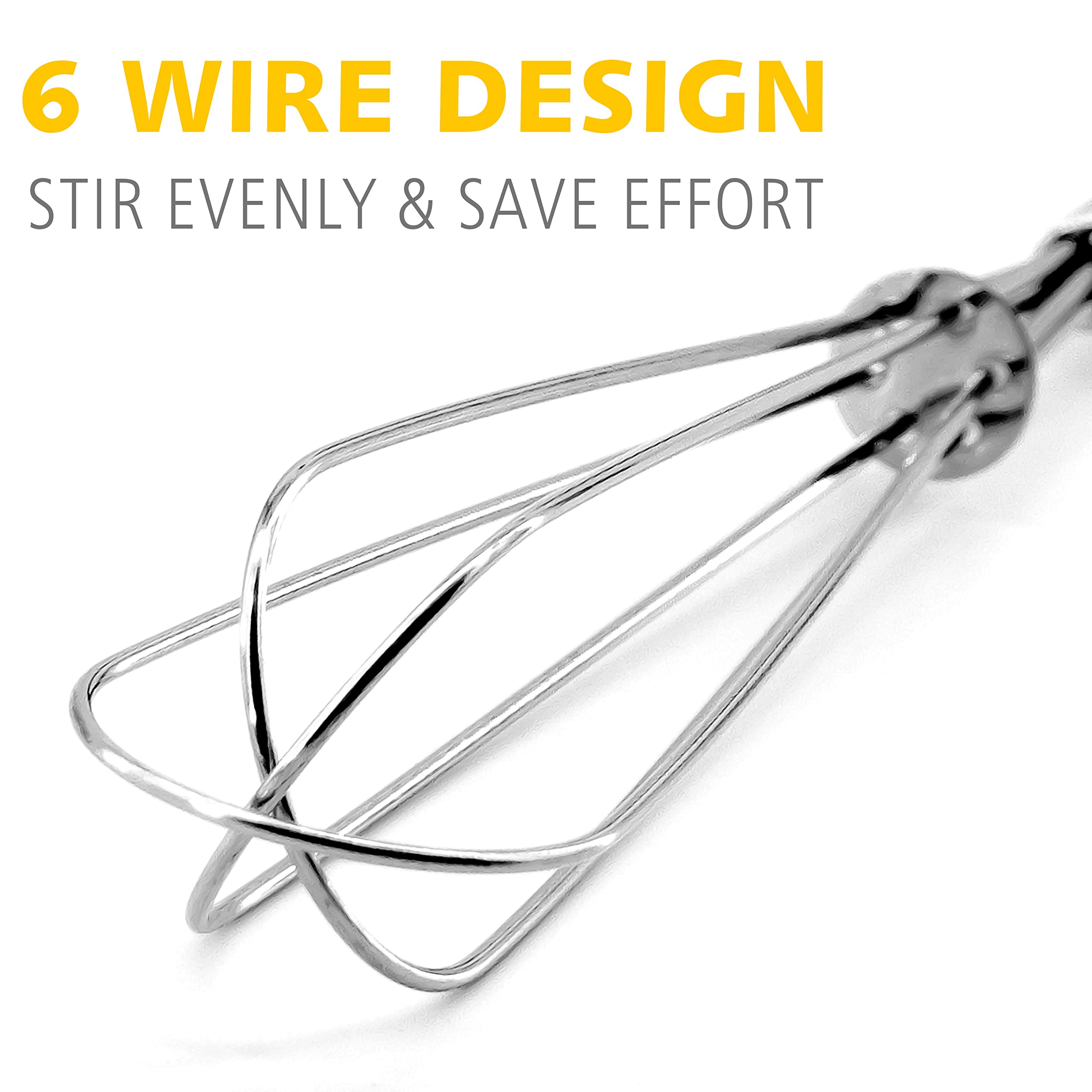 Anaeat Mini Wire Whisks Set of 2 - Stainless Steel, 5" & 7" Portable Kitchen Whisks for Cooking, Blending, Beating, Stirring