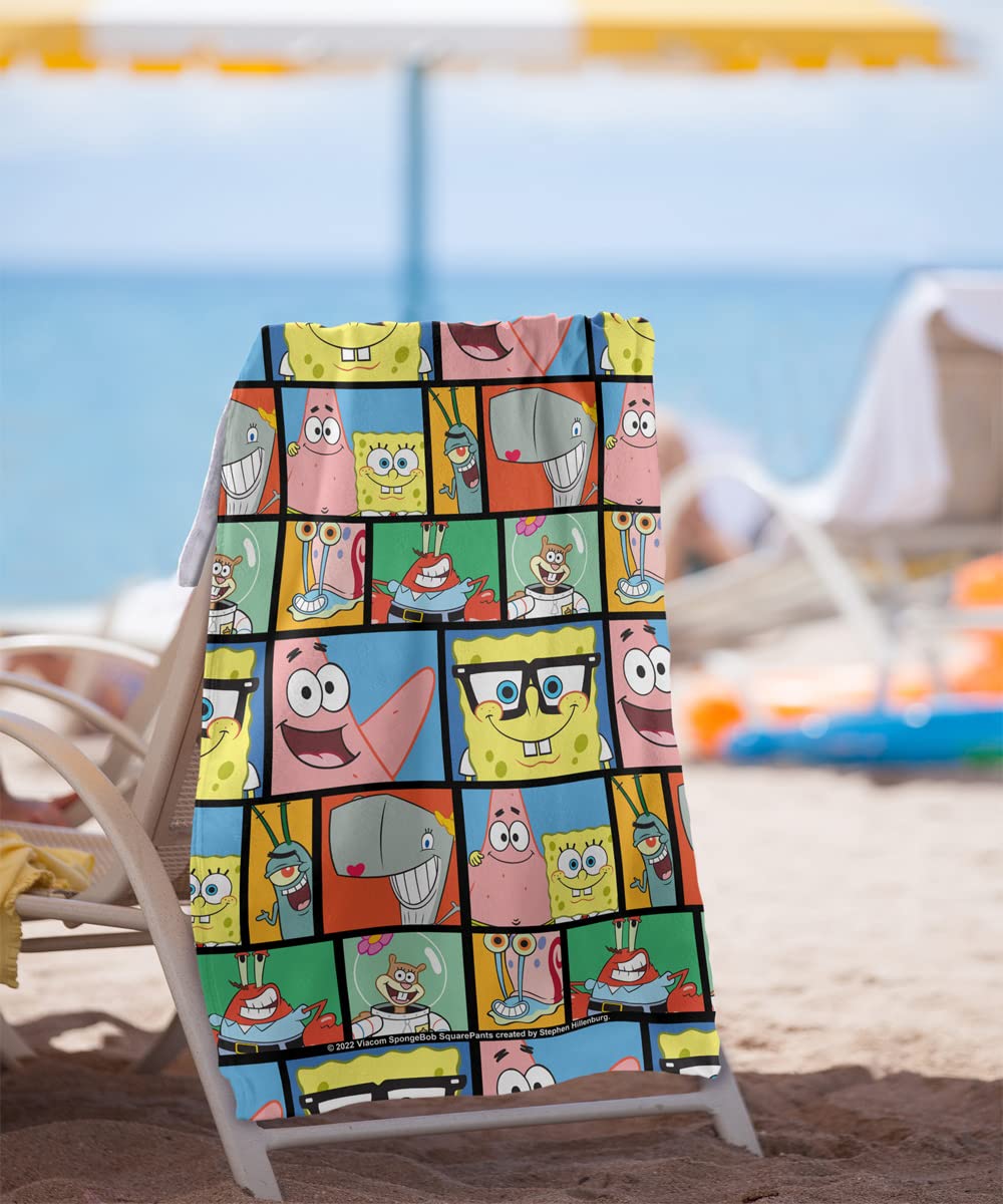 Logovision Spongebob Beach Towel, 30''X60'', Spongebob Tile Pattern Beach Towel