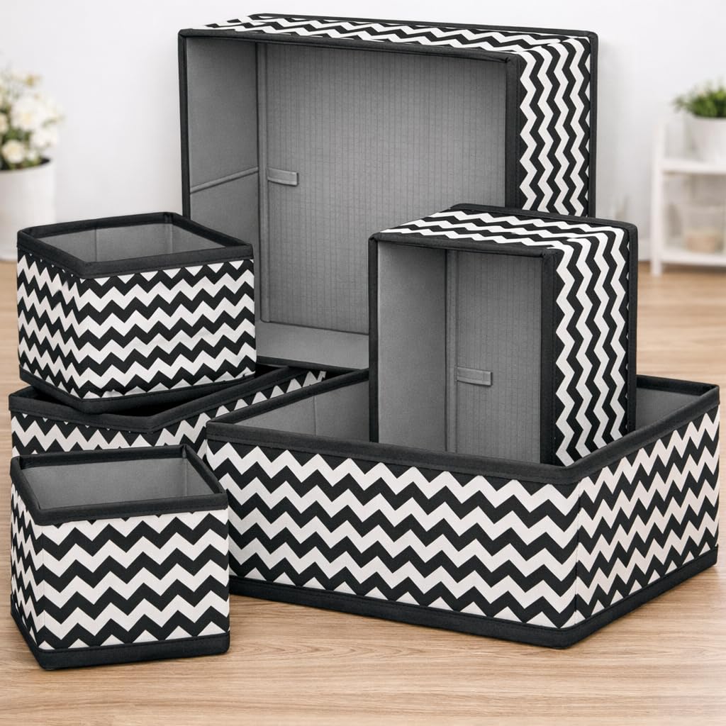 Pulgos   Drawer Organizer Box | Closet Storage Bins |Undergarments, Stationery & Accessories | Fabric Basket Boxes For Clothes, 