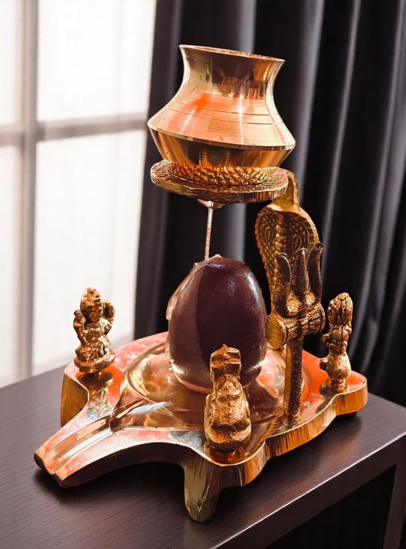 Ani Divine Shiva Family Ganesh, Kartikeya, Parvati & Nandi Ji Heavy Brass Idol With Sacred Narmadeshwar Shivling For Worship, Bl