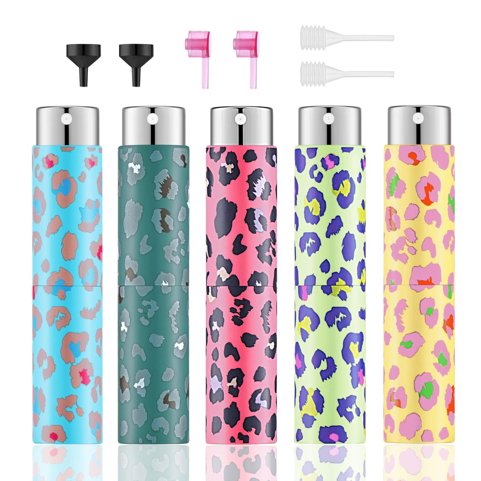 Lil Ray 8Ml/5Pcs Portable Mini Perfume Atomizer Spray Bottle, Leopard Print Travel Refillable Atomizer Sprayer For Perfume,Colog