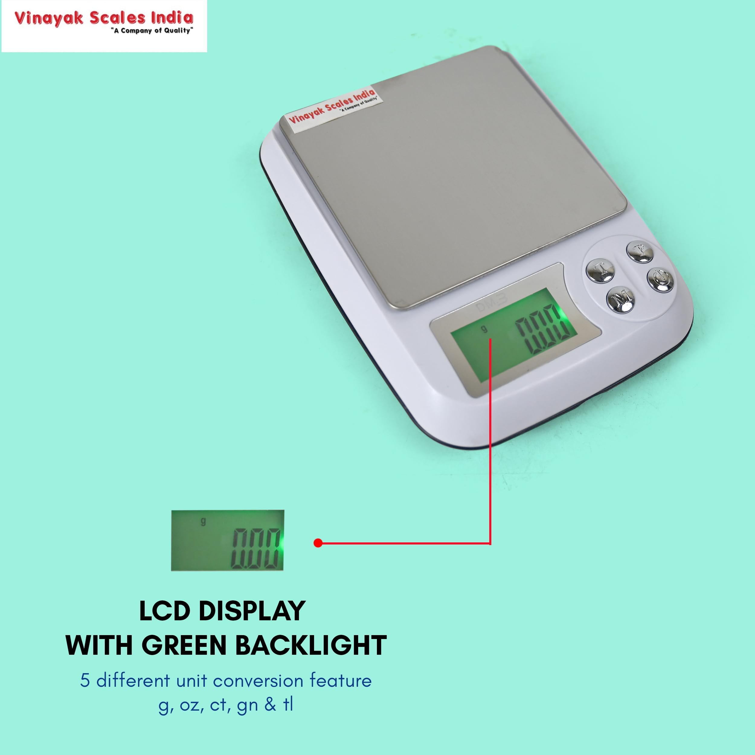 Vinayak Scales India Jewellery Weighing Scale-1000G X 0.01G(10Mg) Digital Gold Weight Machine With High-Accuracy For Homes & Lab