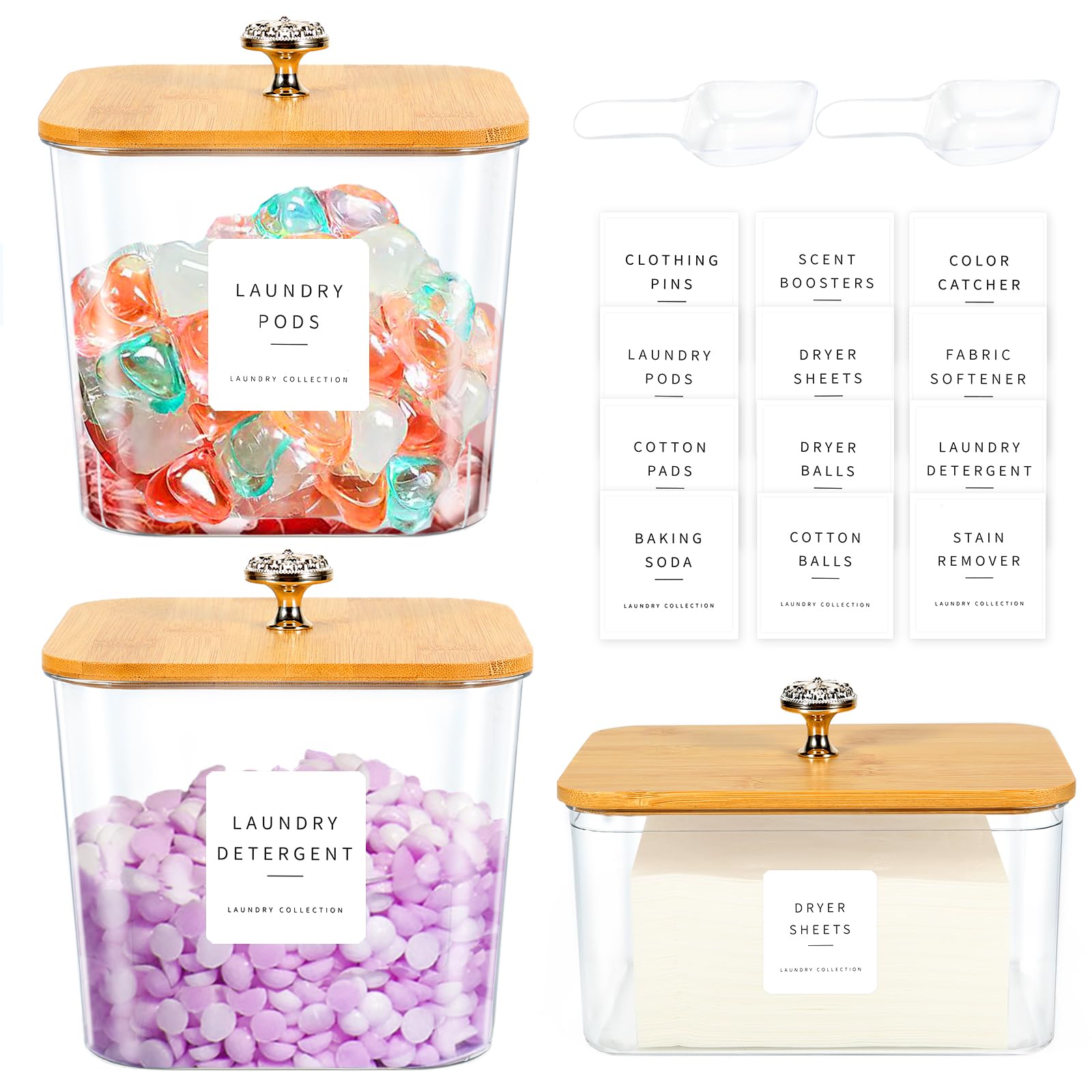 Polrai 3 Pack Laundry Room Organization Storage Containers Laundry Pod Containers And Dryer Sheet Holder With Lids And Labels Fo