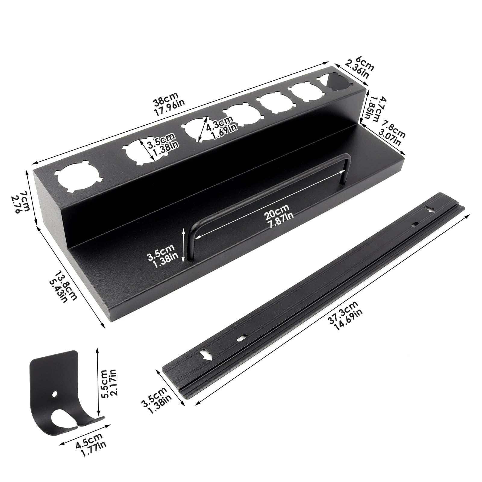 DALUOBO Storage Holder for Dyson Airwrap Curling Iron Accessories Wall Mounted Rack Bracket Stand with Adhesive for Home Bathroom Organizer Black