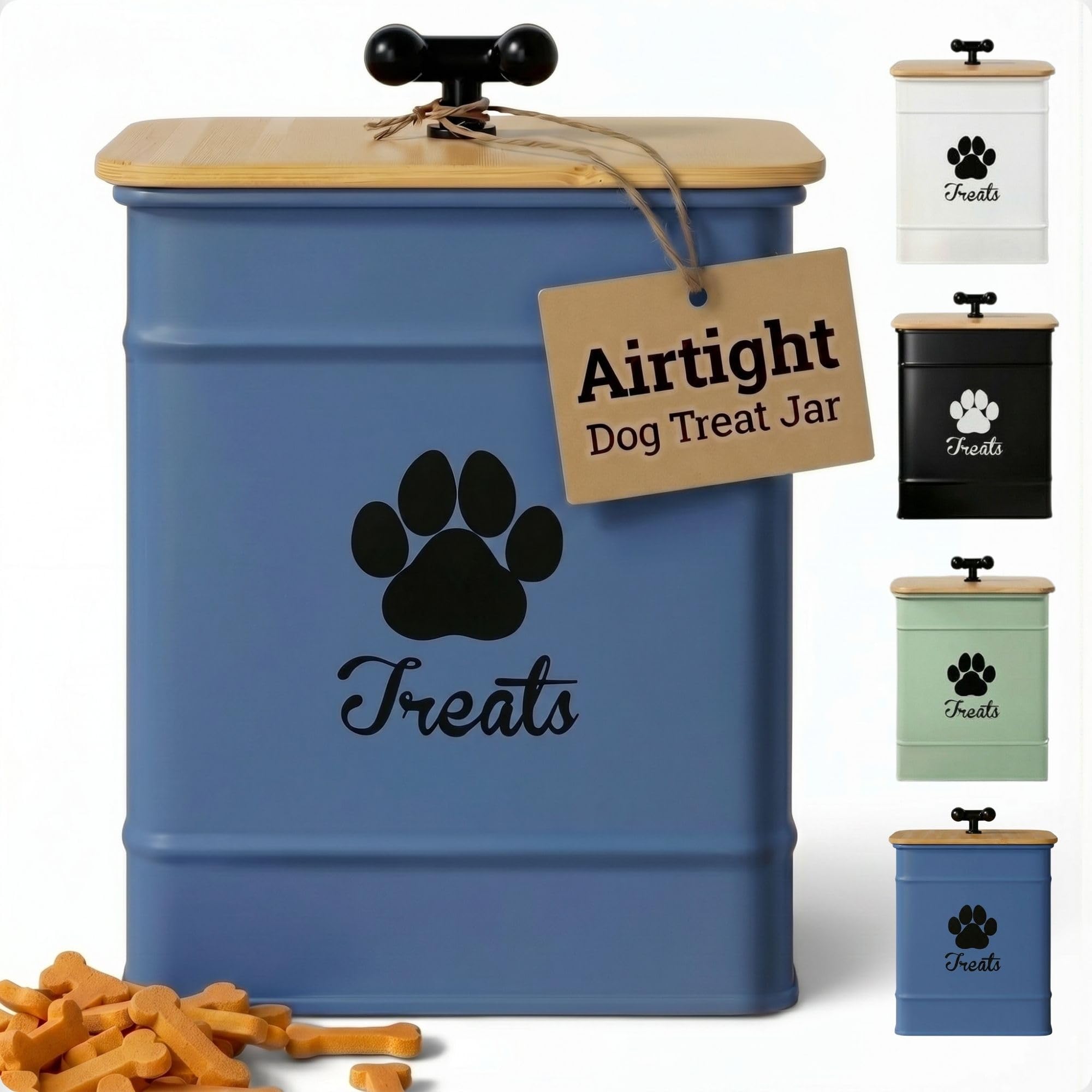 Dog Treat Container Airtight, 6W x 8H, Powder Coated, 12 Cup Capacity