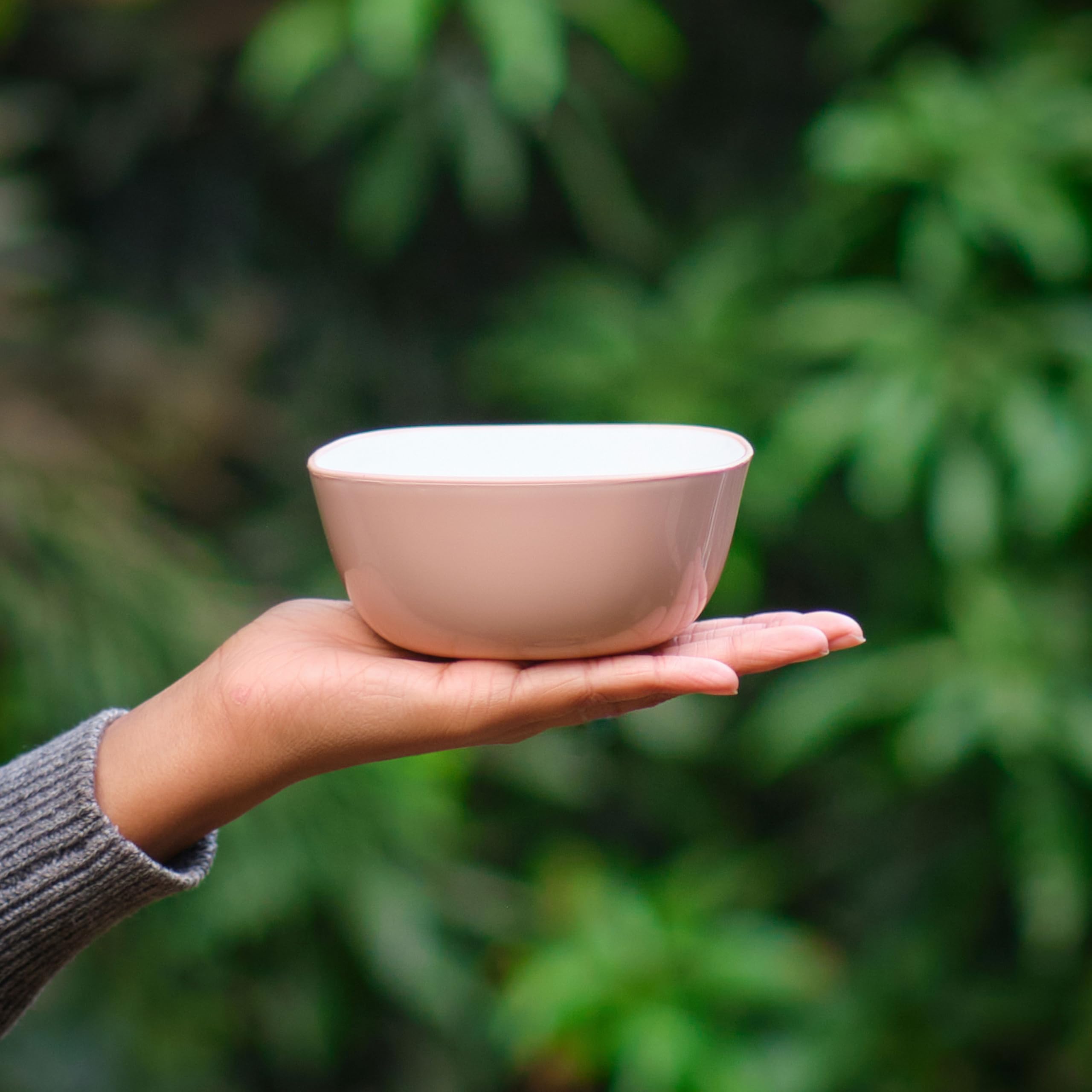 Lumiset Plastic Set Of 4 Square Dessert/Soup Bowls With Matching Spoons For Kitchen & Dining| 100% Food Grade Bpa Free| Unbreaka