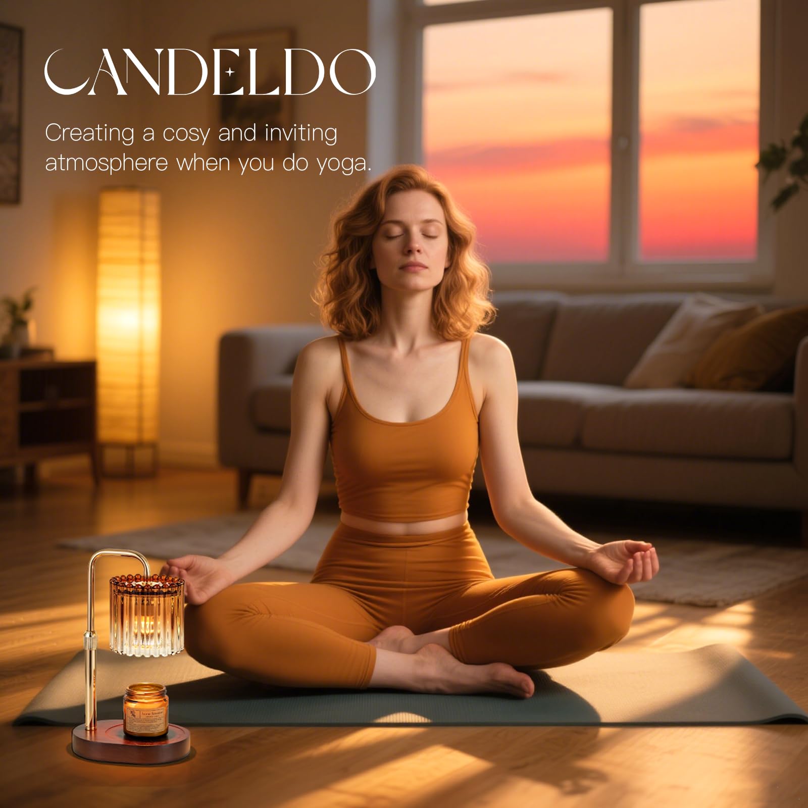 Candeldo Candle Warmer Lamp with Timer: Amber Candle Warming Lamp with 2 Bulbs Height Adjustable Wax Melt Dimmable Bedroom Decor