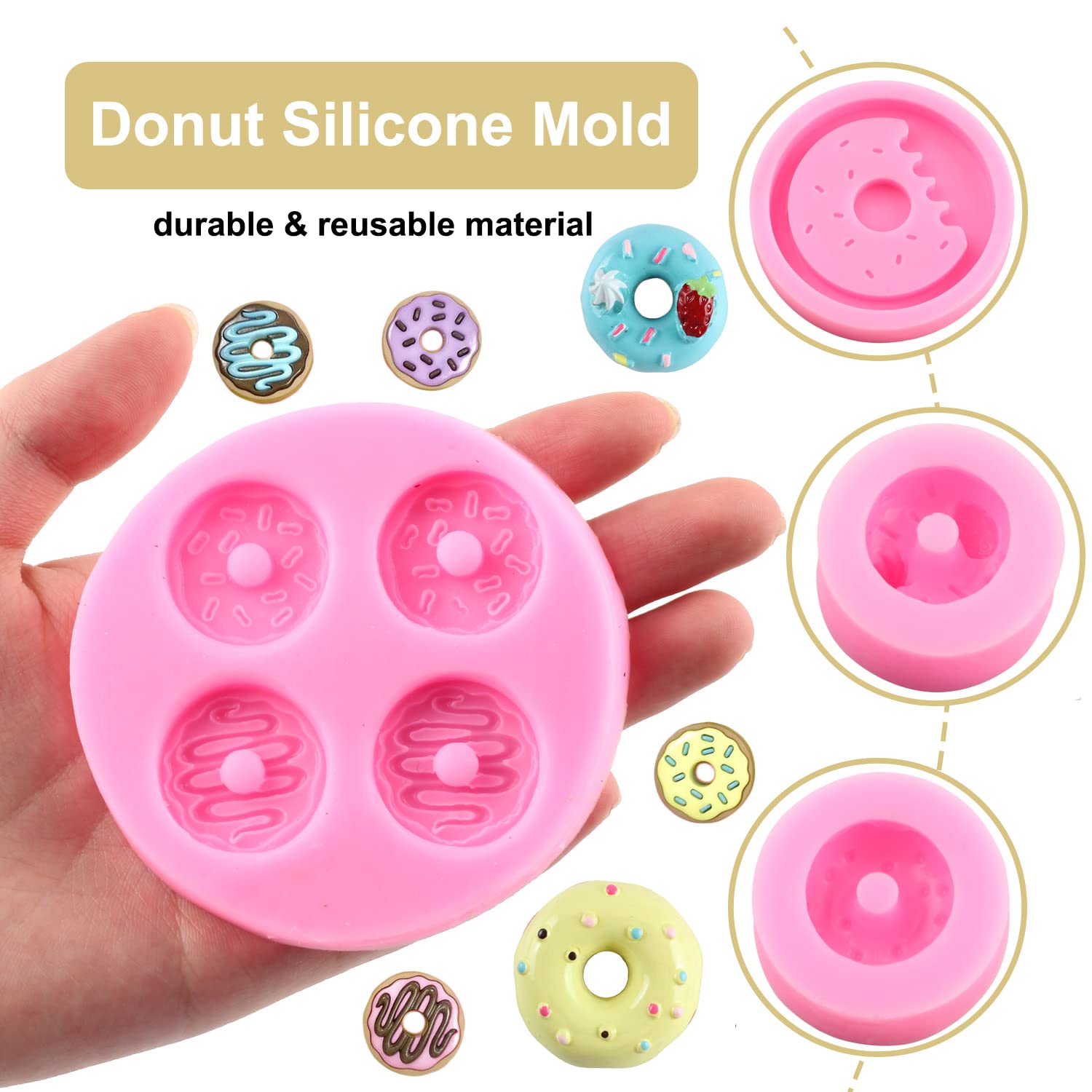 Zixiang Donut Silicone Mold Doughnut Fondant Molds For Cake Decorating Cupcake Topper Gummy Candy Chocolate Gum Paste Polymer Cl