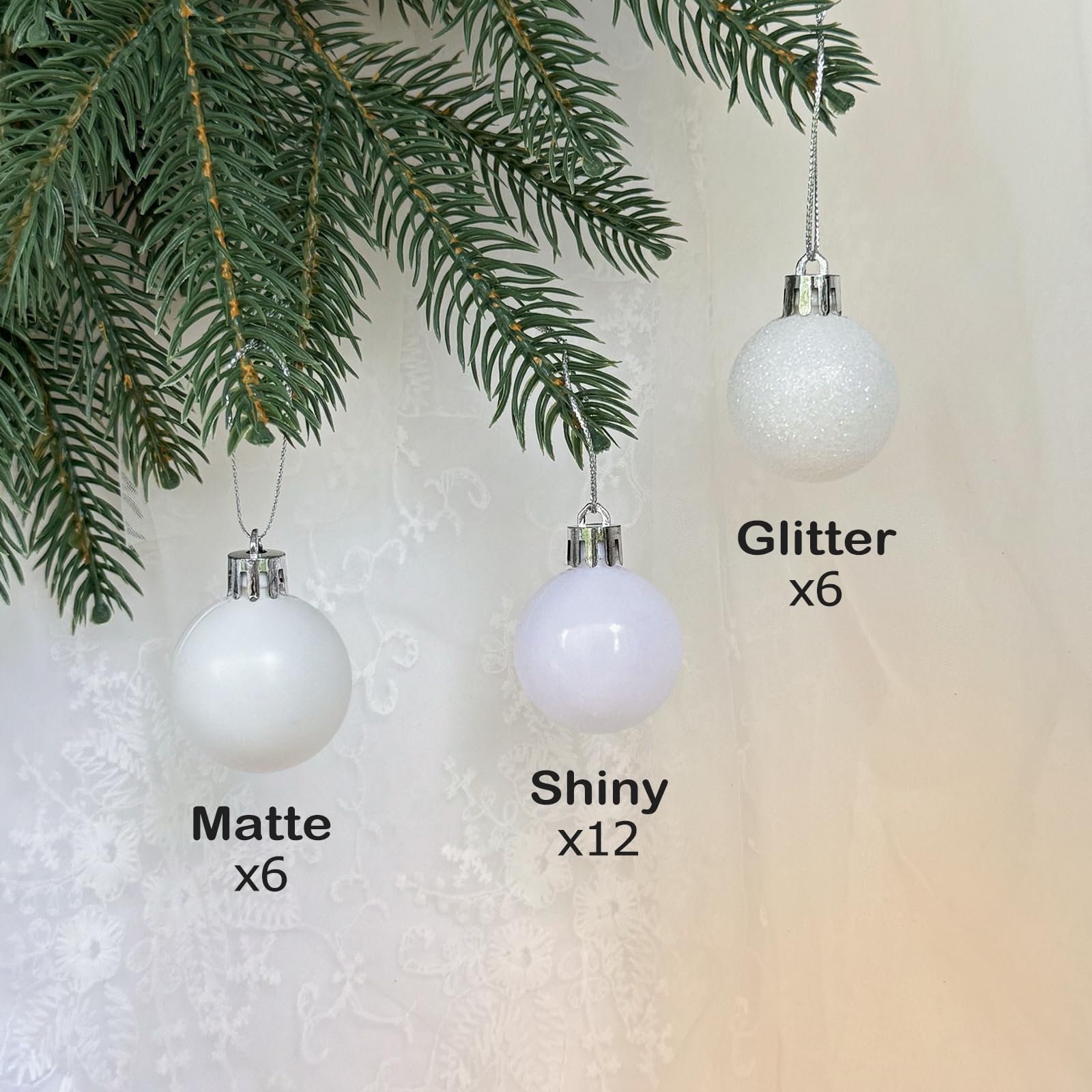Emopeak 24Pcs Mini Christmas Balls Ornaments for Xmas Tree - 1.57 Inch Small Shatterproof Christmas Tree Decorations Hanging Bal