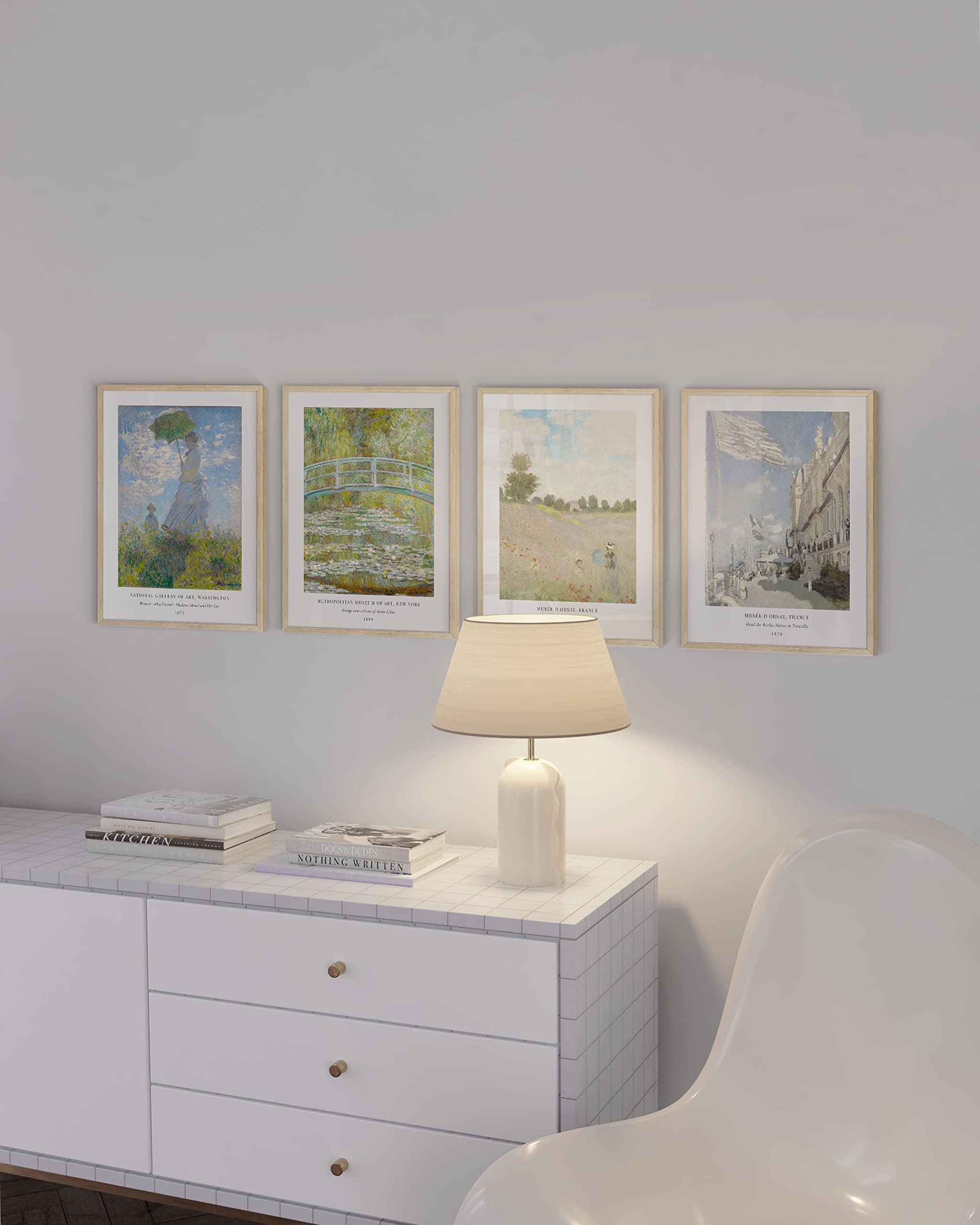 HAUS AND HUES Claude Monet Artwork Fine Art Paintings Set of 4 Water Lilies Claude Monet Posters  Famous Art Posters  Famous Paintings Modern Claude Monet Prints Monet Wall Art UNFRAMED 8'' x 10''