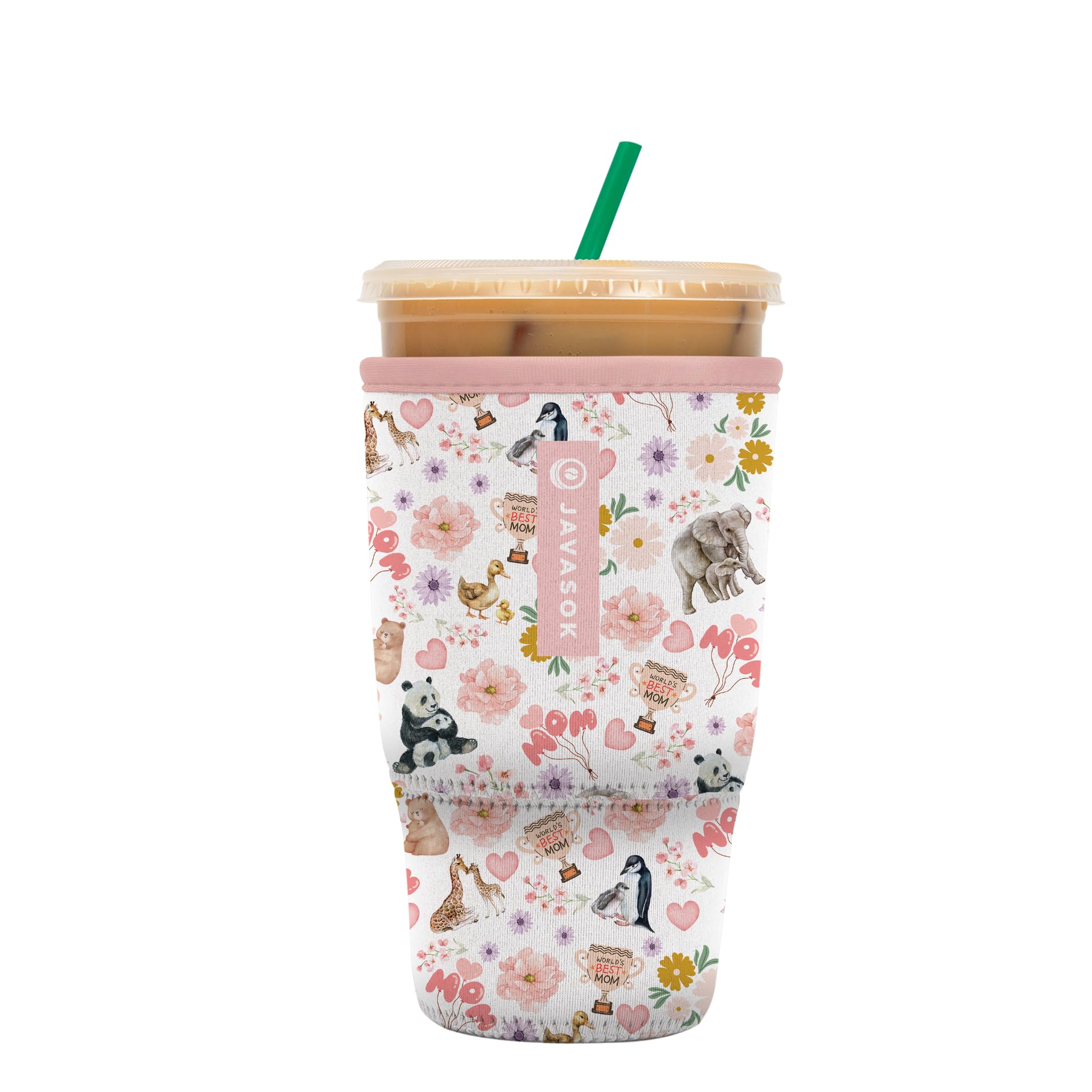 Sok It JavaSok Iced Coffee & Cold Soda Insulated Neoprene Cup Sleeve (Wild About Mom, Large: 30-32oz)