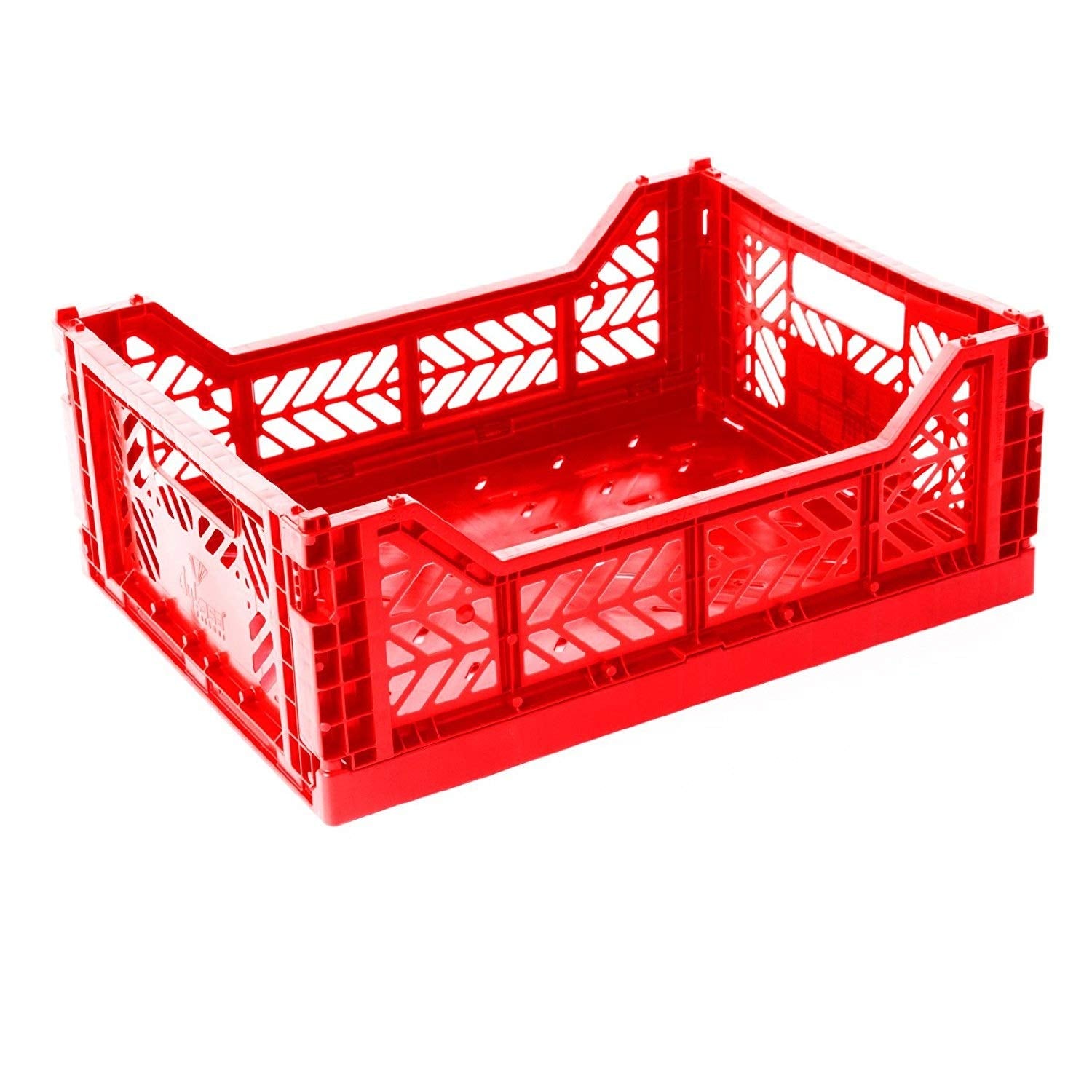 2 x AY-KASA - Midi-Box (RED) Collapsible Storage Bin Container Basket Tote, Folding Basket Crate Container : Storage, Kitchen, H