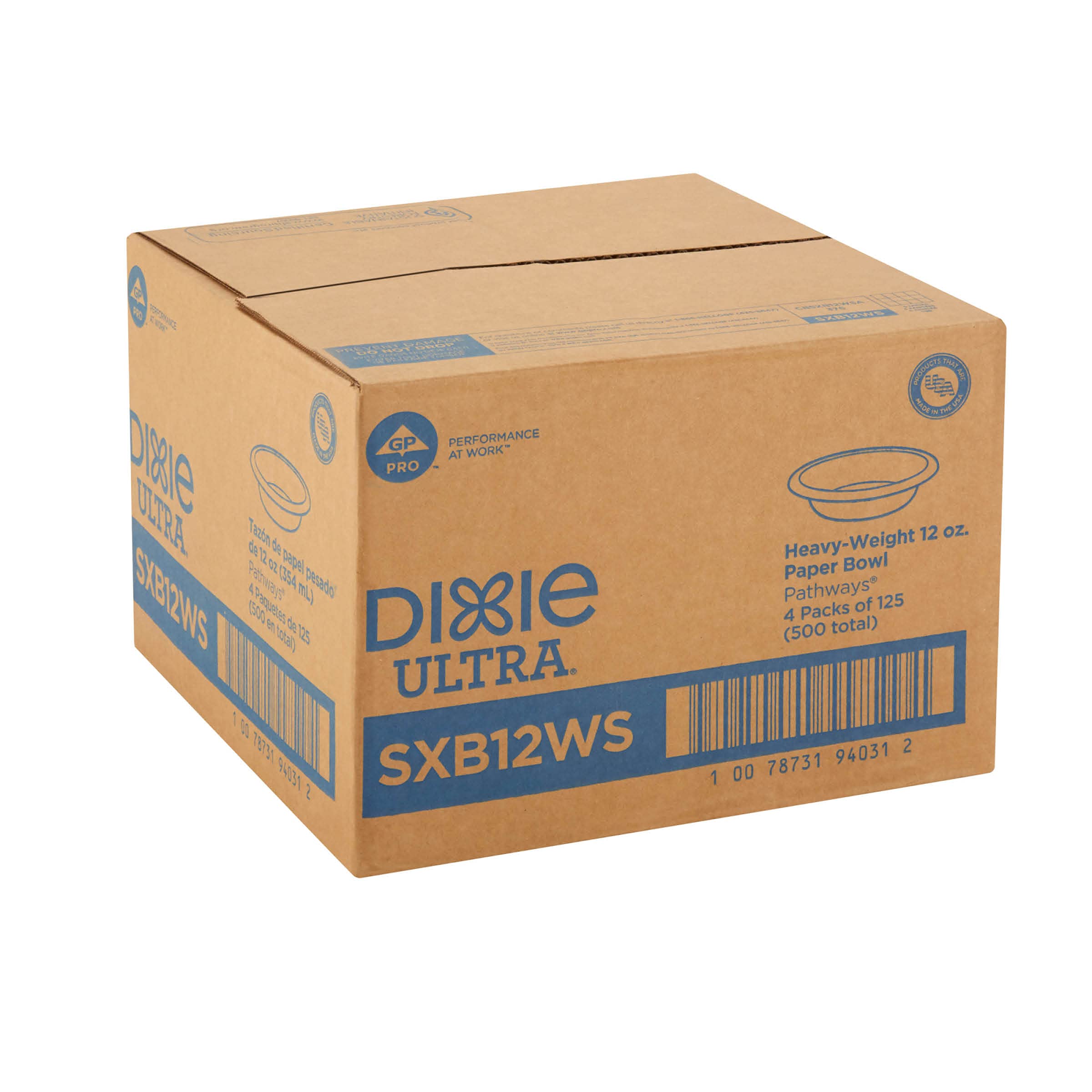 Georgia-Pacific Dixie Ultra 12 Oz. Heavy-Weight Paper Bowls By Gp Pro (Georgia-Pacific),Pathways,Sxb12Ws (Case),500 Count (125 B