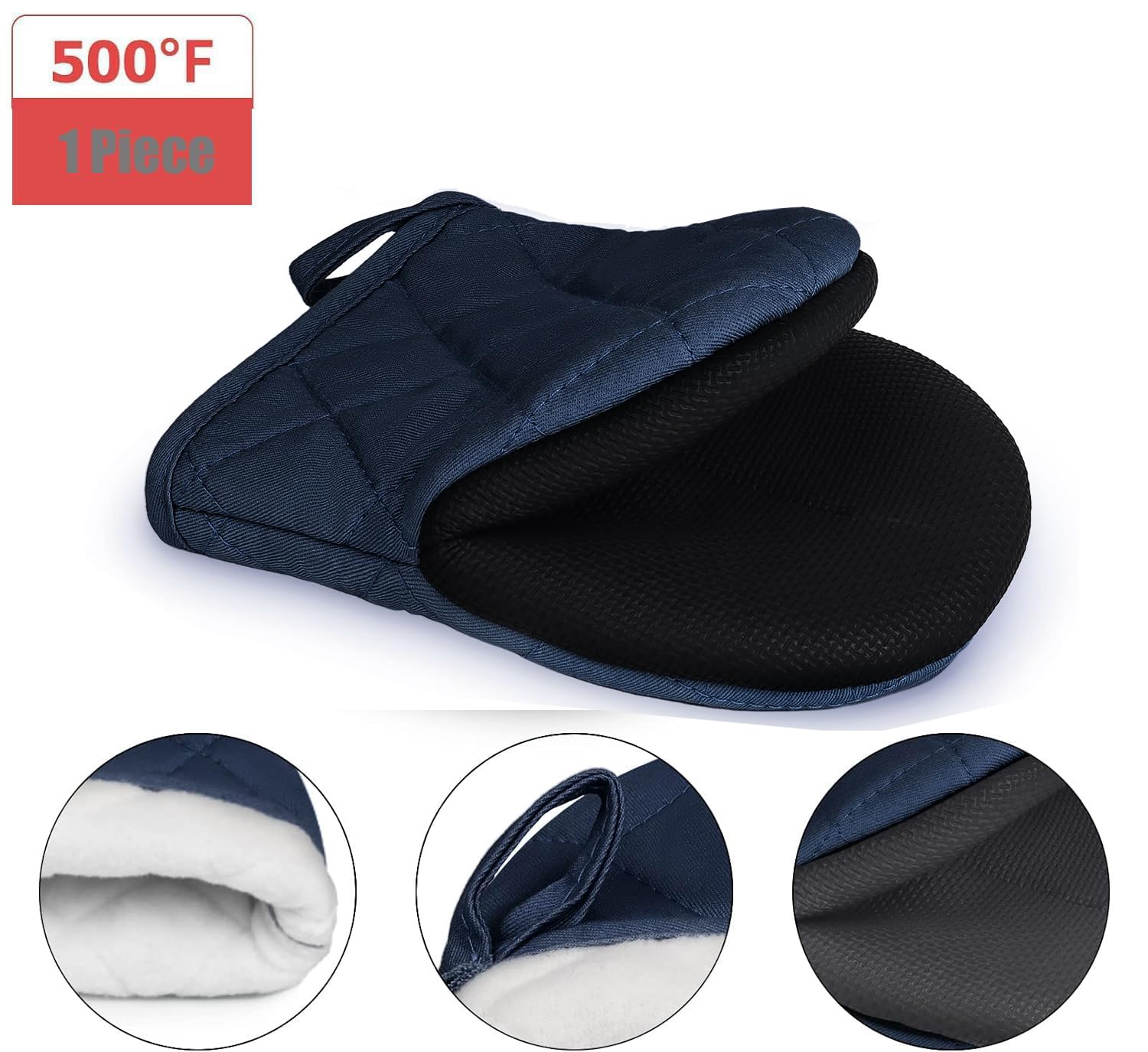 Short Oven Mitts, Heat Resistant Silicone Kitchen Mini Oven Mitts For 500 Degrees, Non-Slip Grip Surfaces And Hanging Loop Glove