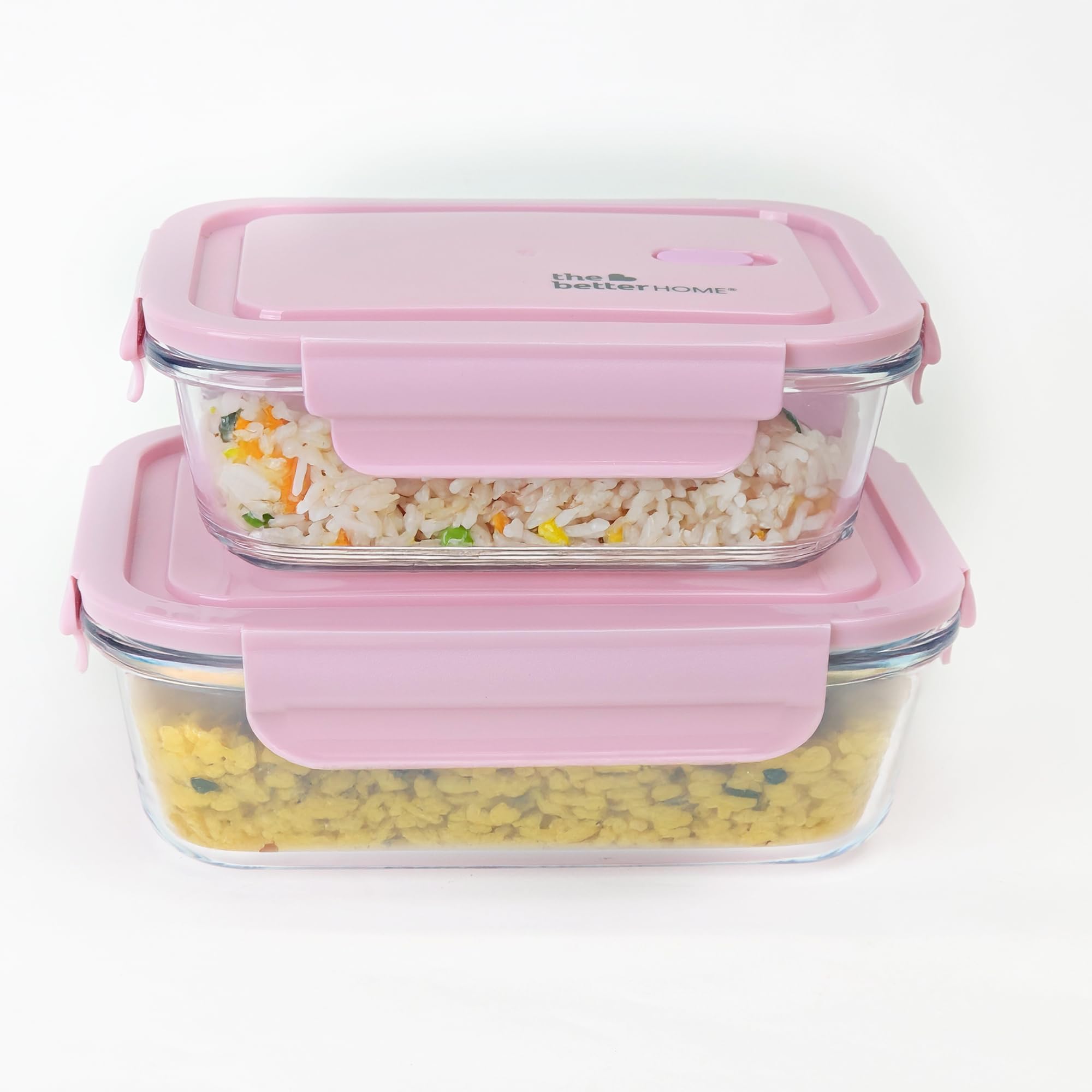 The Better Home | Tiffin Box Lunch Boxes | Borosilicate Glass | Microwave Safe Oven Safe Leak Proof | Lunch Box For Office Home 