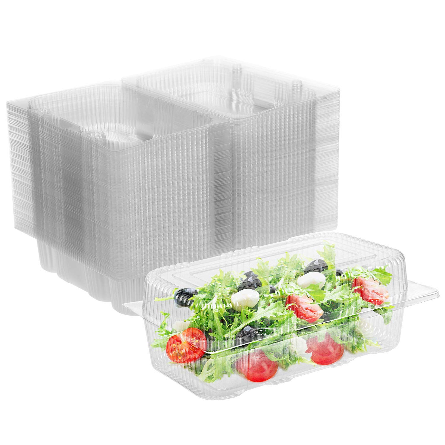 Kaderron Disposable Plastic Hinged Food Container - 50 Pcs Upgrade and Thicken Clear Clamshell Food Containers, 9.8  Length x 6.
