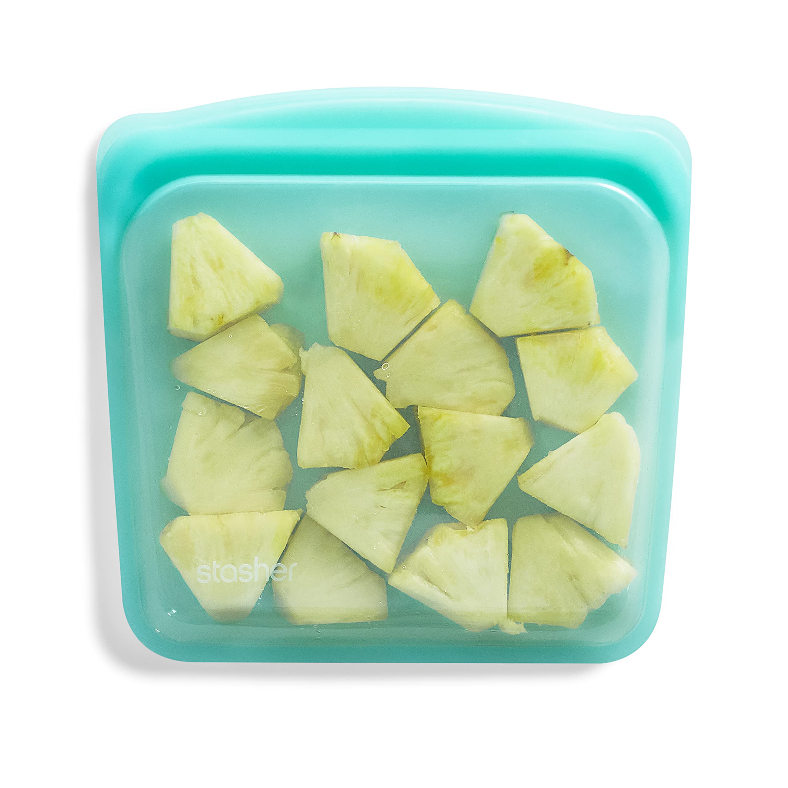 Stasher Platinum Silicone Food Grade Reusable Storage Bag, Aqua (Sandwich) | Reduce Single-Use Plastic | Cook, Store, Sous Vide,