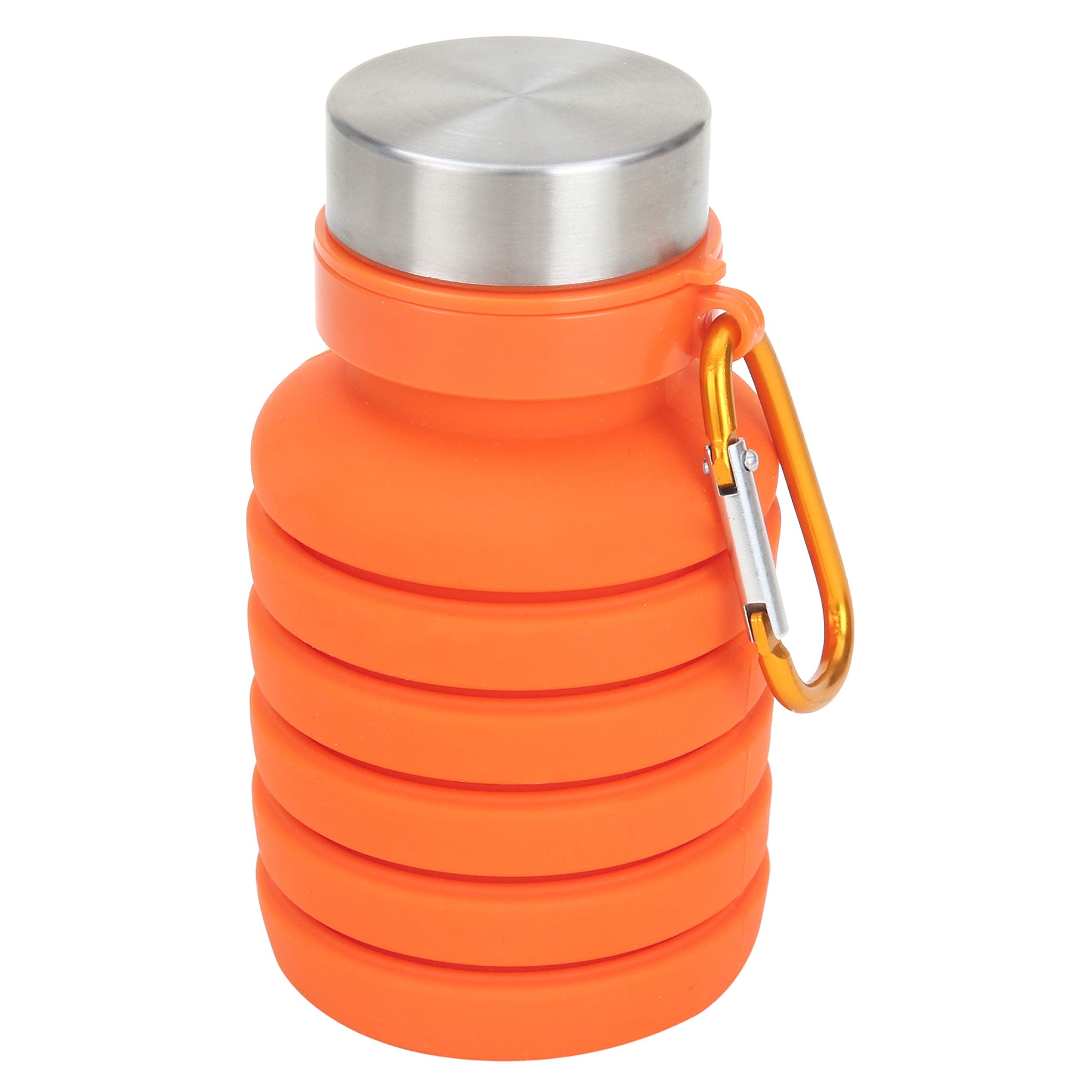 Ozark Trail 16 Oz Collapsible Silicone Water Bottle With Carabiner - Orange