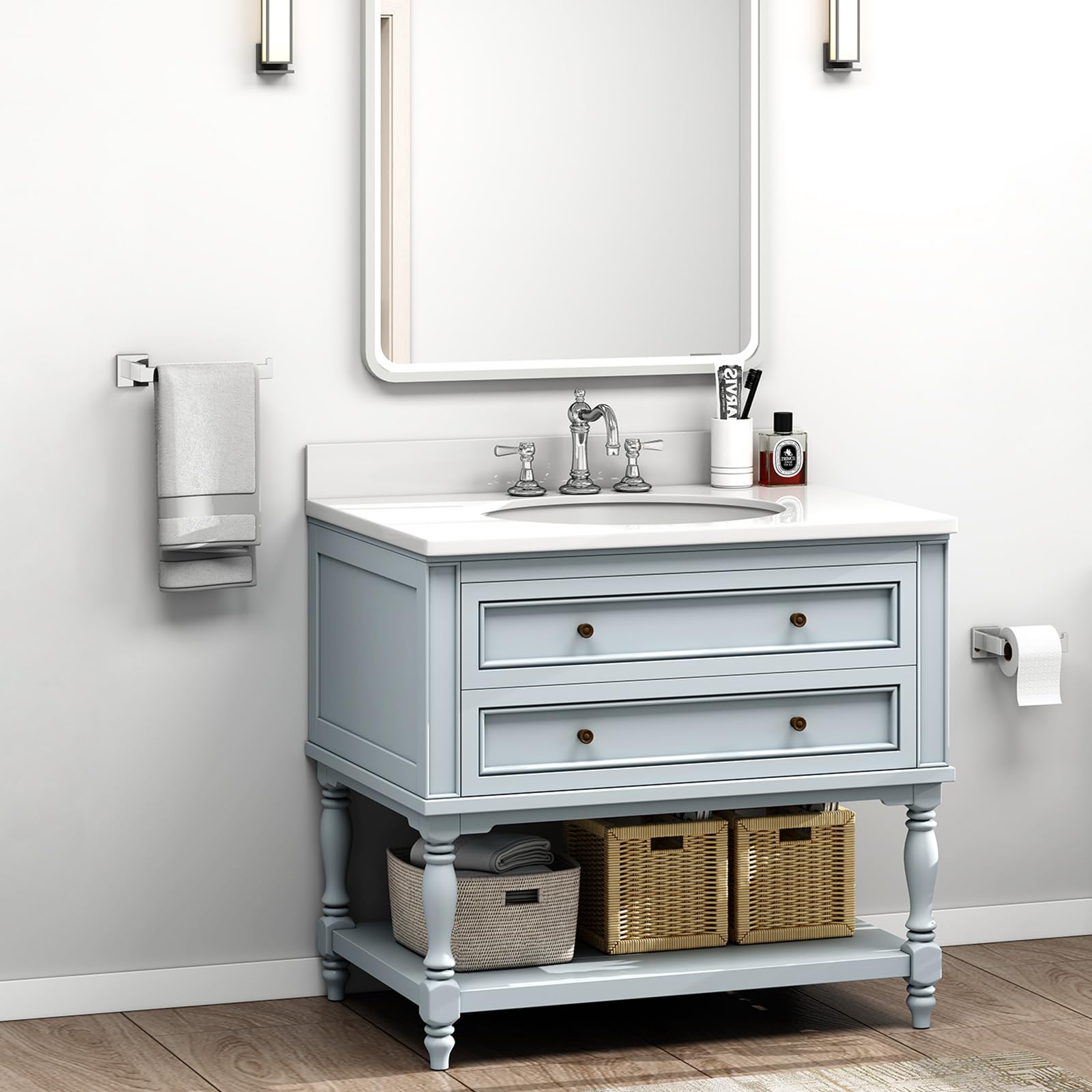 Bathroom Towel Holder 10.24''  Angle Simple SUS304 Stainless Steel Hand Towel Rack  Open Arm Kitchen Towel Bar Wall Mount  Polished Chrome