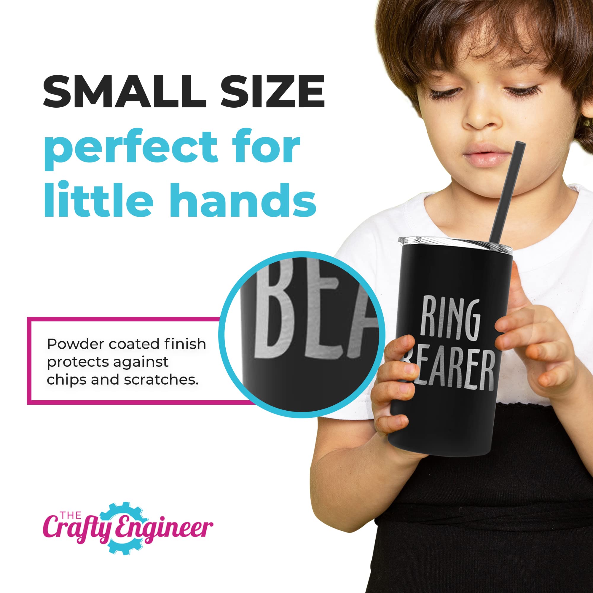 The Crafty Engineer Ring Bearer Tumbler With Straw - Unique Ring Bearer Proposal Gift - Ideal Ring Bearer Gift For Little Boys -