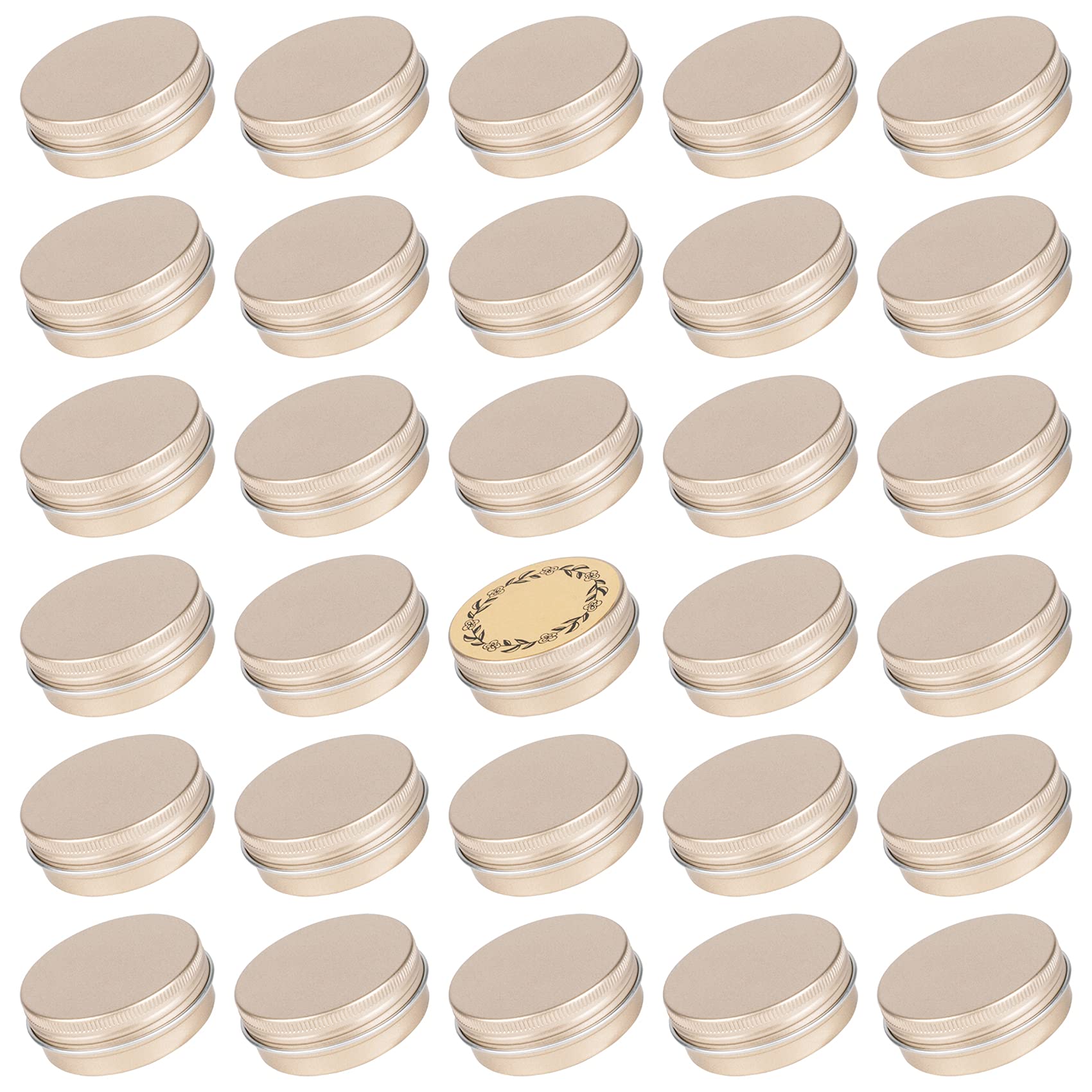 1 Oz / 30Ml Screw Top Aluminum Tin Jar With Screw Lid And Blank Labels (Black - Pack Of 32)