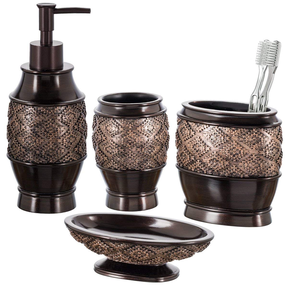Creative Scents Brown Soap Dispenser For Bathroom - Decorative Lotion Dispenser With Durable Matching Pump For Countertop - Mode