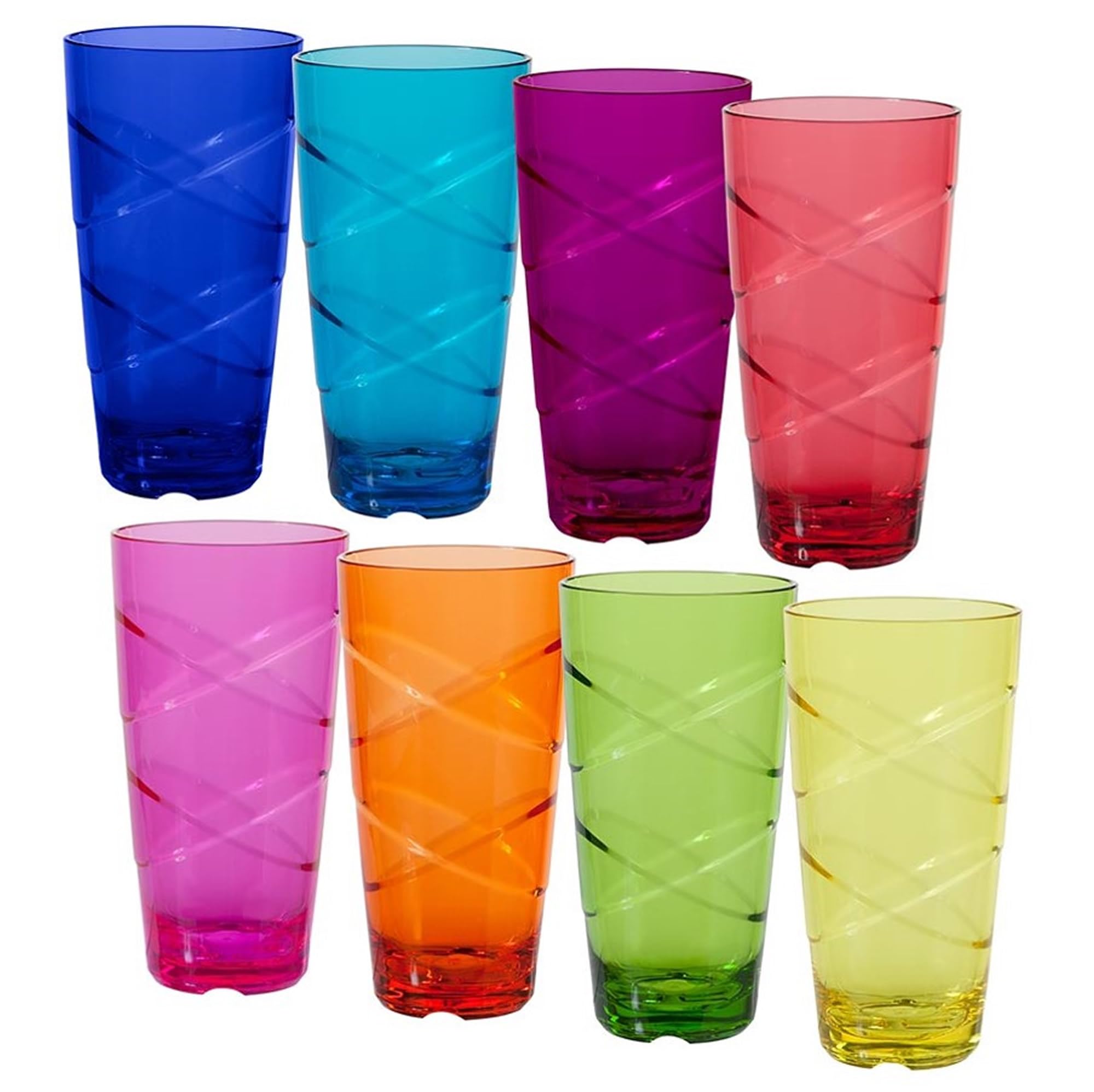 Creativeware Circus Set Of 8, 24 Ounces Tumbler Set, 8 Count (Pack Of 1), Multicolor