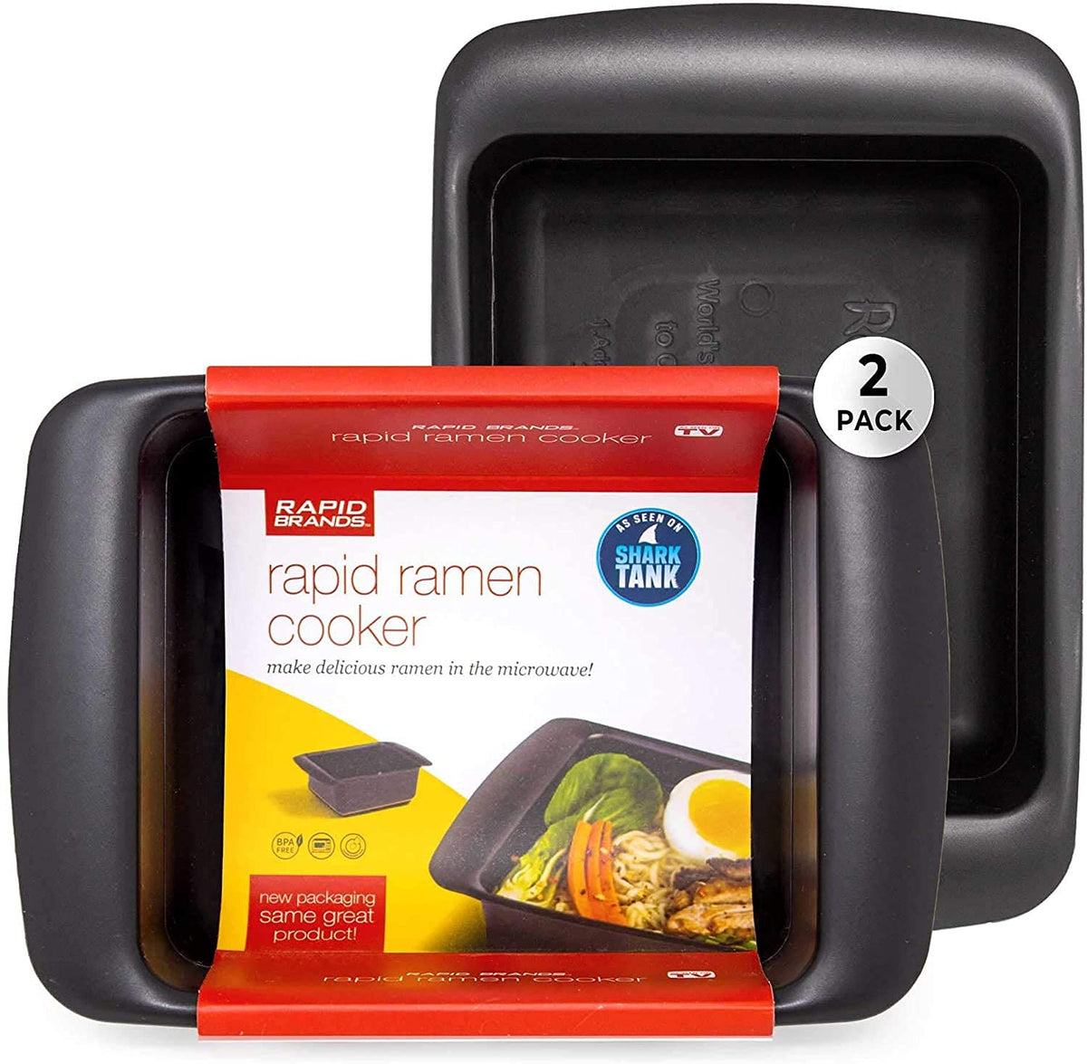 Rapid Ramen Cooker - Microwave Ramen In 3 Minutes - Bpa Free And Dishwasher Safe  Perfect For Dorm, Small Kitchen, Or Office (2-