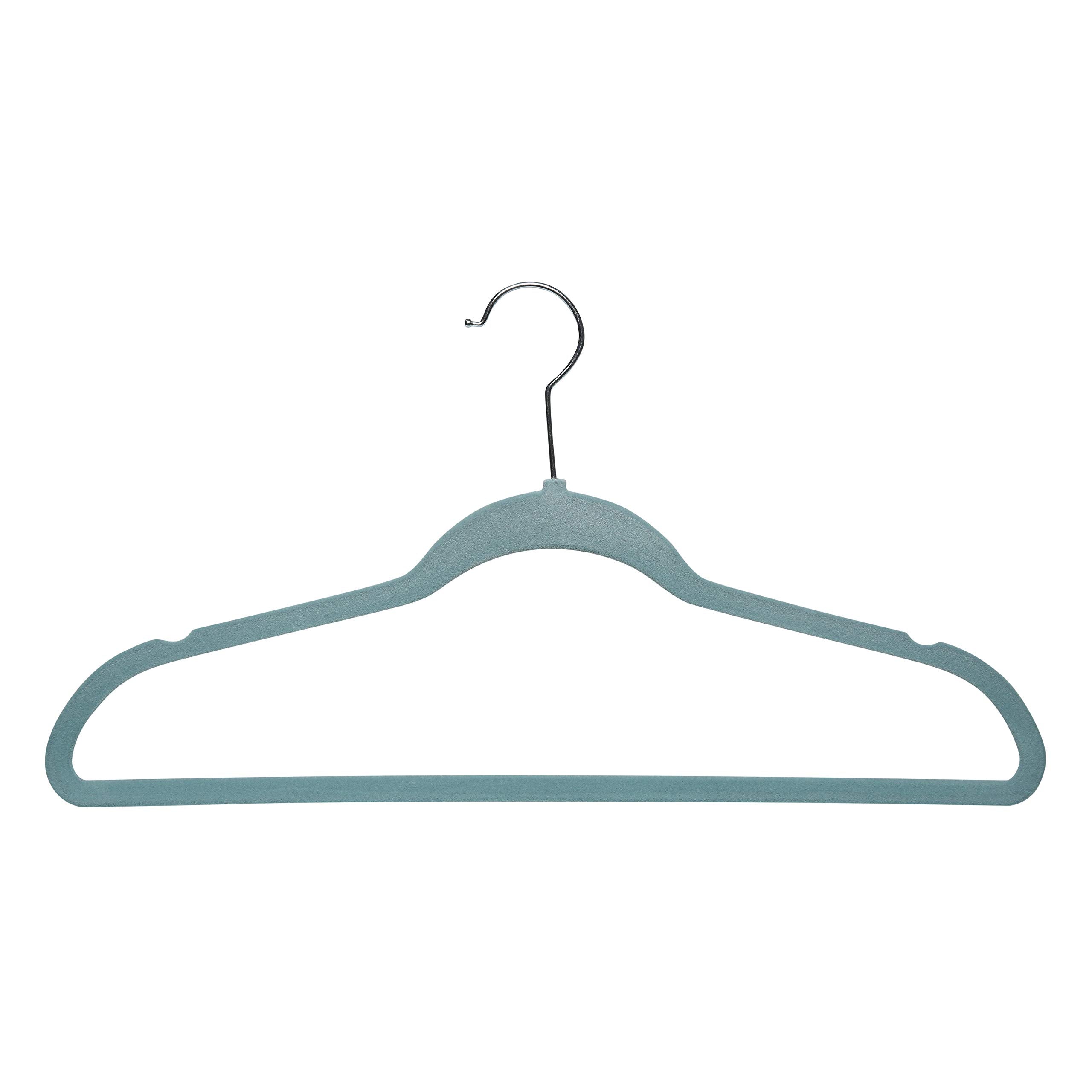 Simplify 10 Super Slim Velvet Huggable Hangers In Dusty Blue