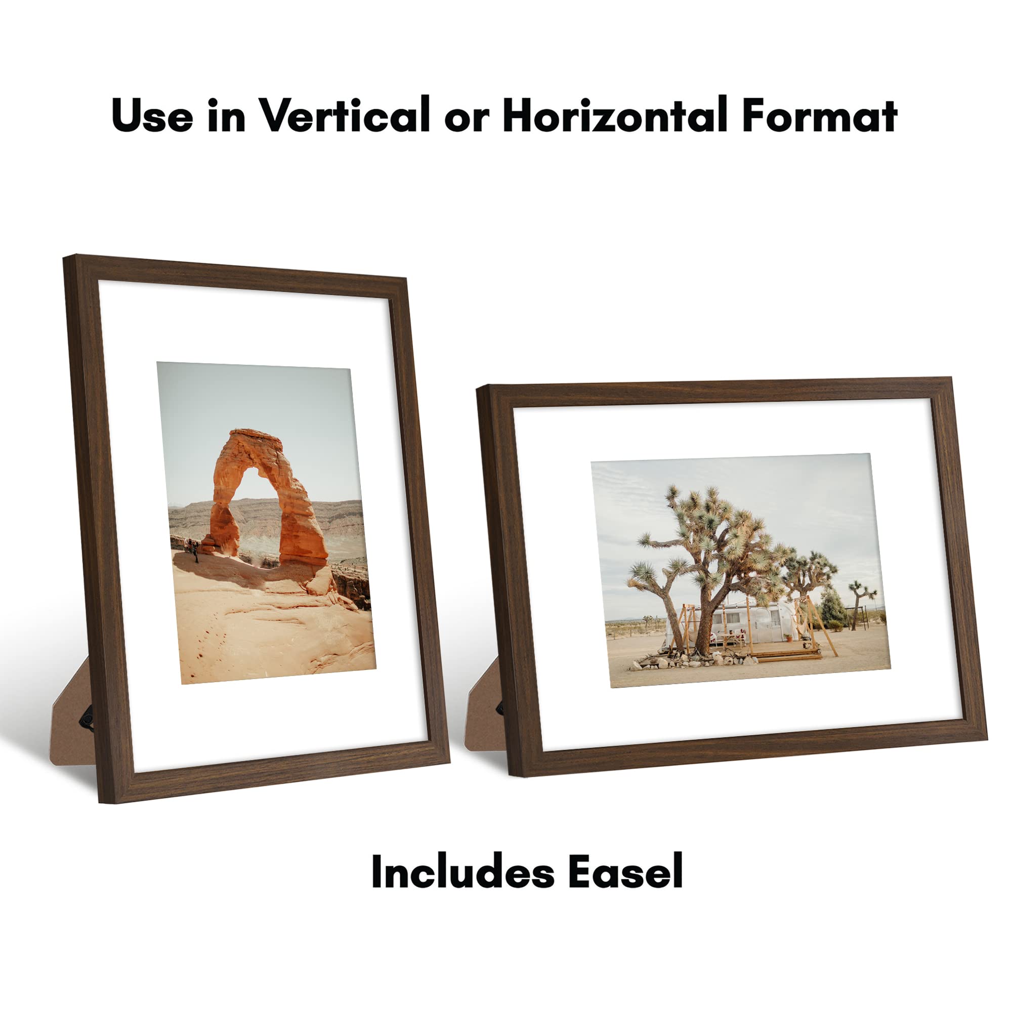 Americanflat 9x12 Picture Frame with Shatter-Resistant Glass - Use as 6x8 Frame with Mat or Display 9x12 Photo Without Mat - Sig