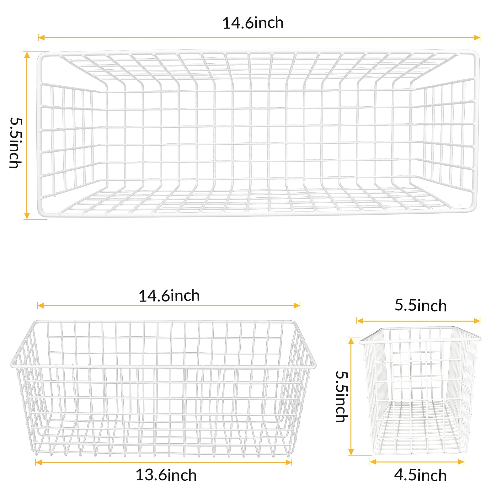 Kinlink [Extra Large] Wire Baskets, Wire Storage Baskets Durable Wire Baskets For Storage Wall Mount, Hanging Wire Baskets Wall