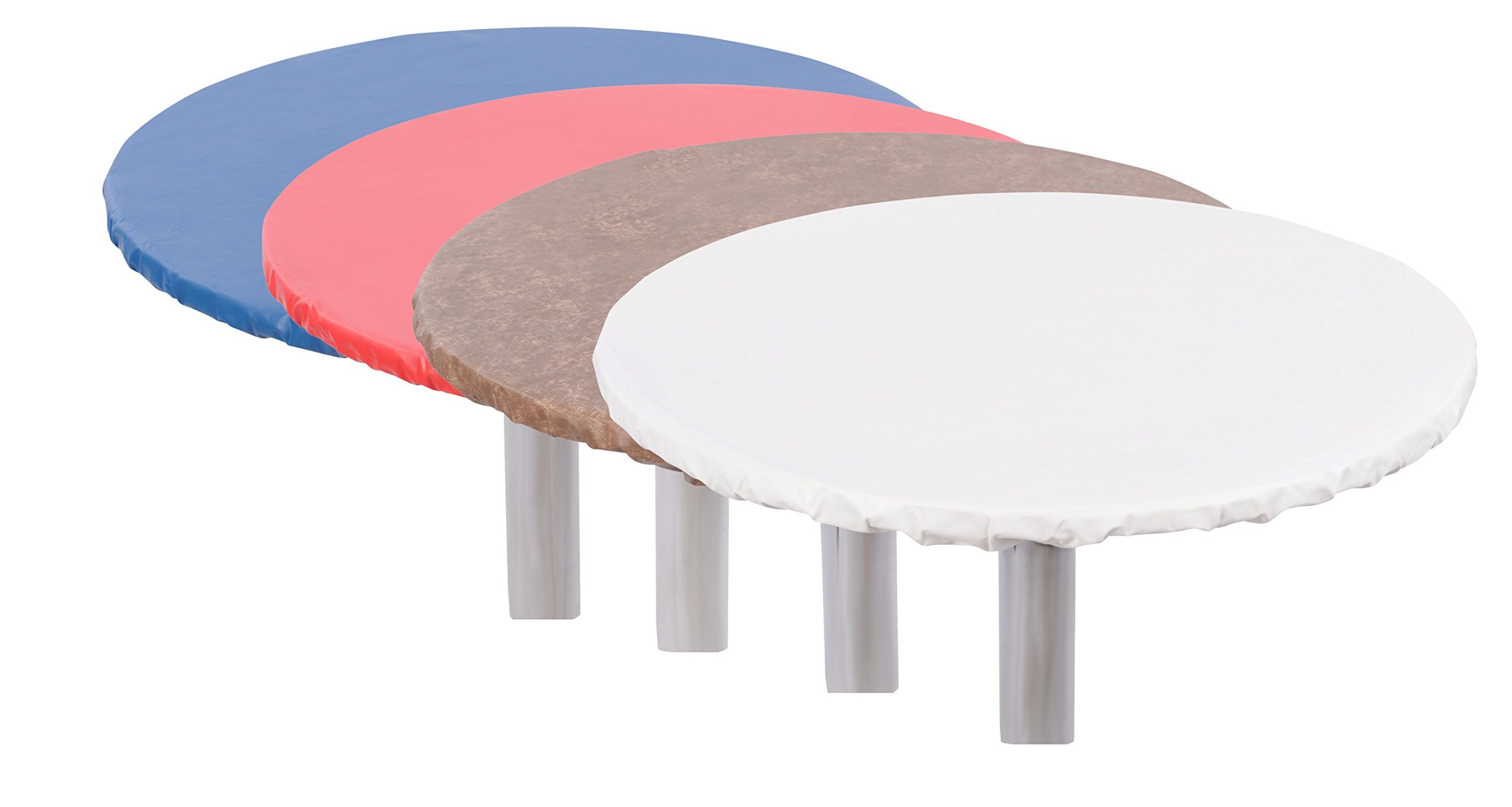 Yourtablecloth Heavy Duty Vinyl Round Fitted Tablecloth (Table Cover) with Flannel Backing Vibrant Colors Elasticized Tablecloth Great for Indoor and Outdoor Dining and Playing Cards 60