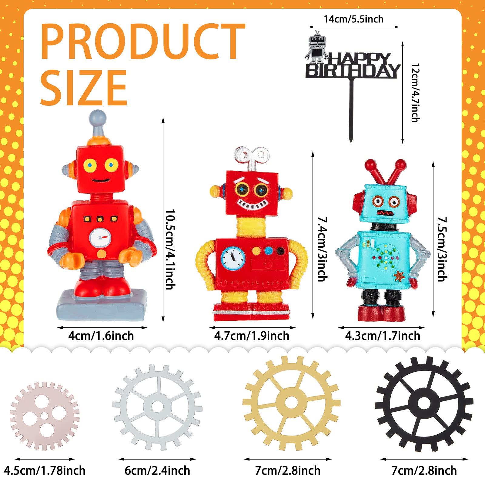 11 Pieces Robot Cake Toppers For Boys Robot Birthday Cake Topper Gear Happy Birthday Robot Cake Cupcake Decorations Robot Themed