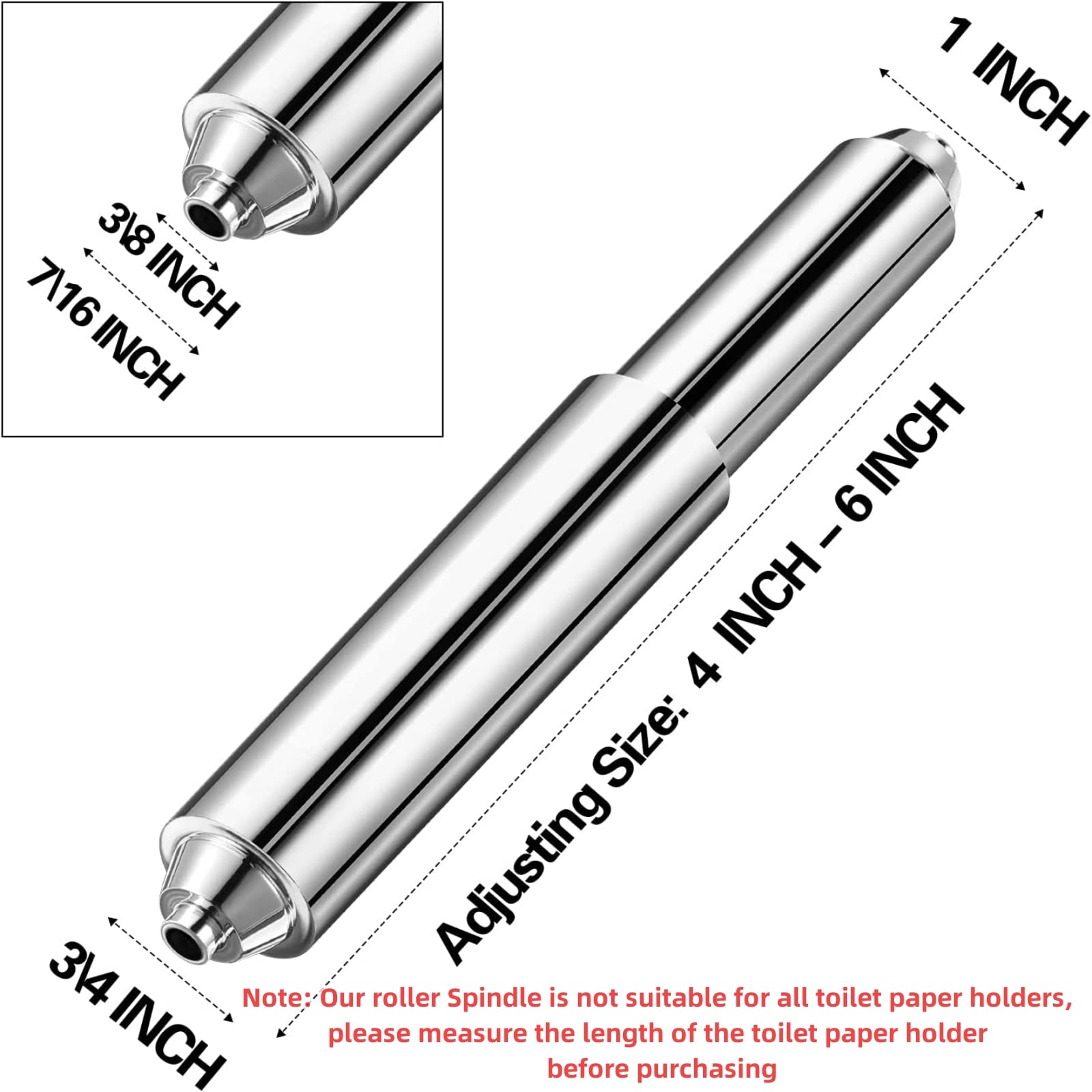 2 Pieces Toilet Paper Holder Roller Spindle Replacement Rod Plastic Spring Loaded (Silver)